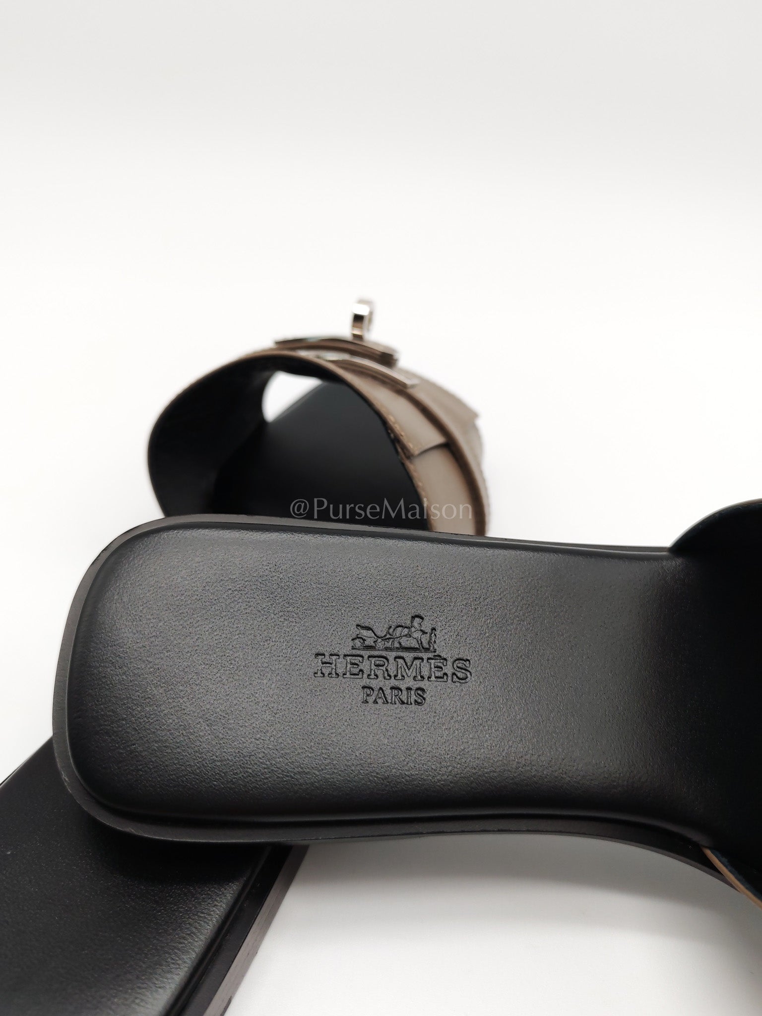 Giulia Sandals in Taupe Calfskin Leather Palladium Hardware Size 39 EU(25 cm) | Purse Maison Luxury Bags Shop