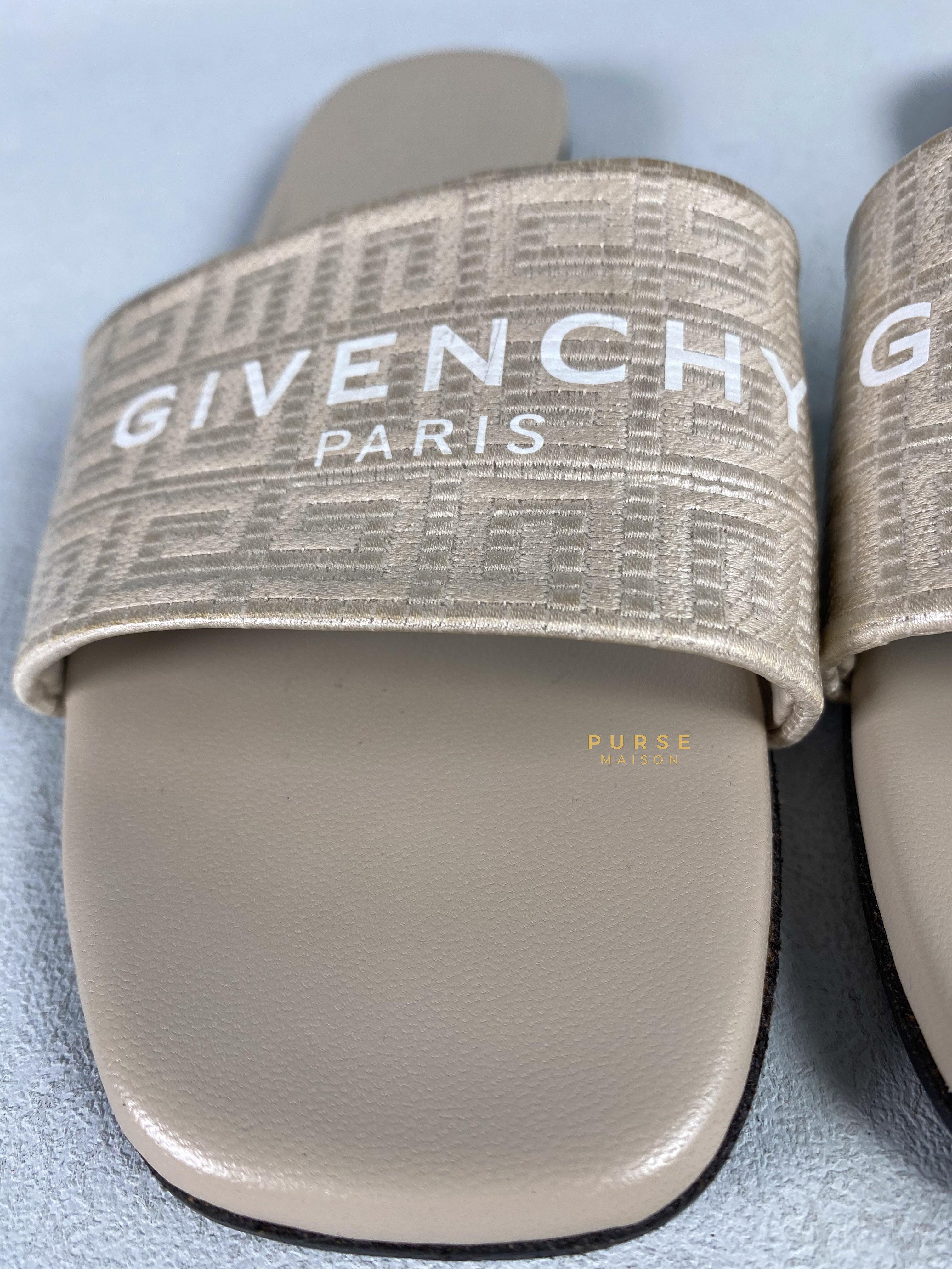 Givenchy 4G Logo Coated Canvas Slide Sandals in Natural Beige Size 36 EU | Purse Maison Luxury Bags Shop