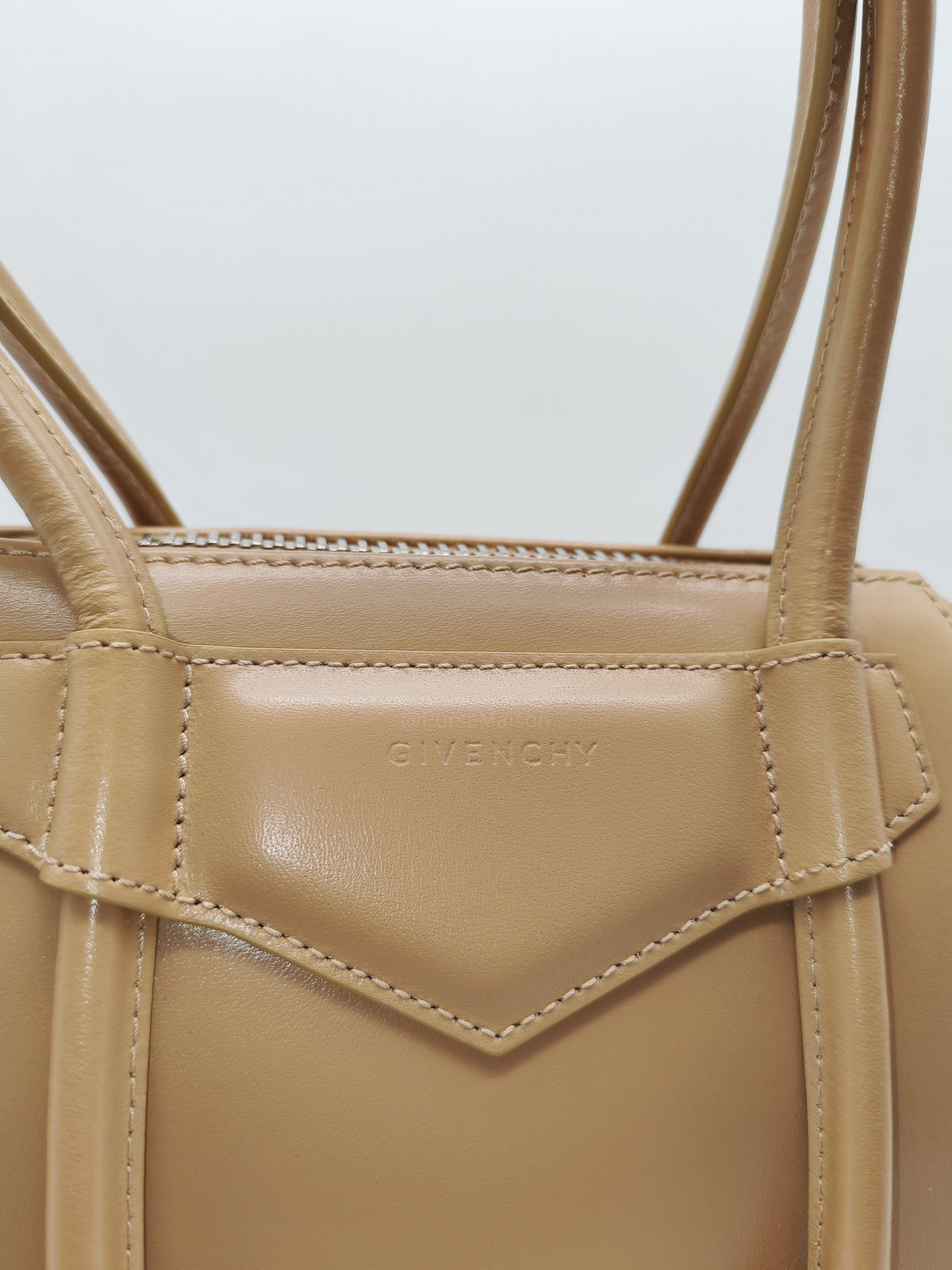 Givenchy Antigona Mini in Beige Box Calfskin Leather and Silver Hardware | Purse Maison Luxury Bags Shop