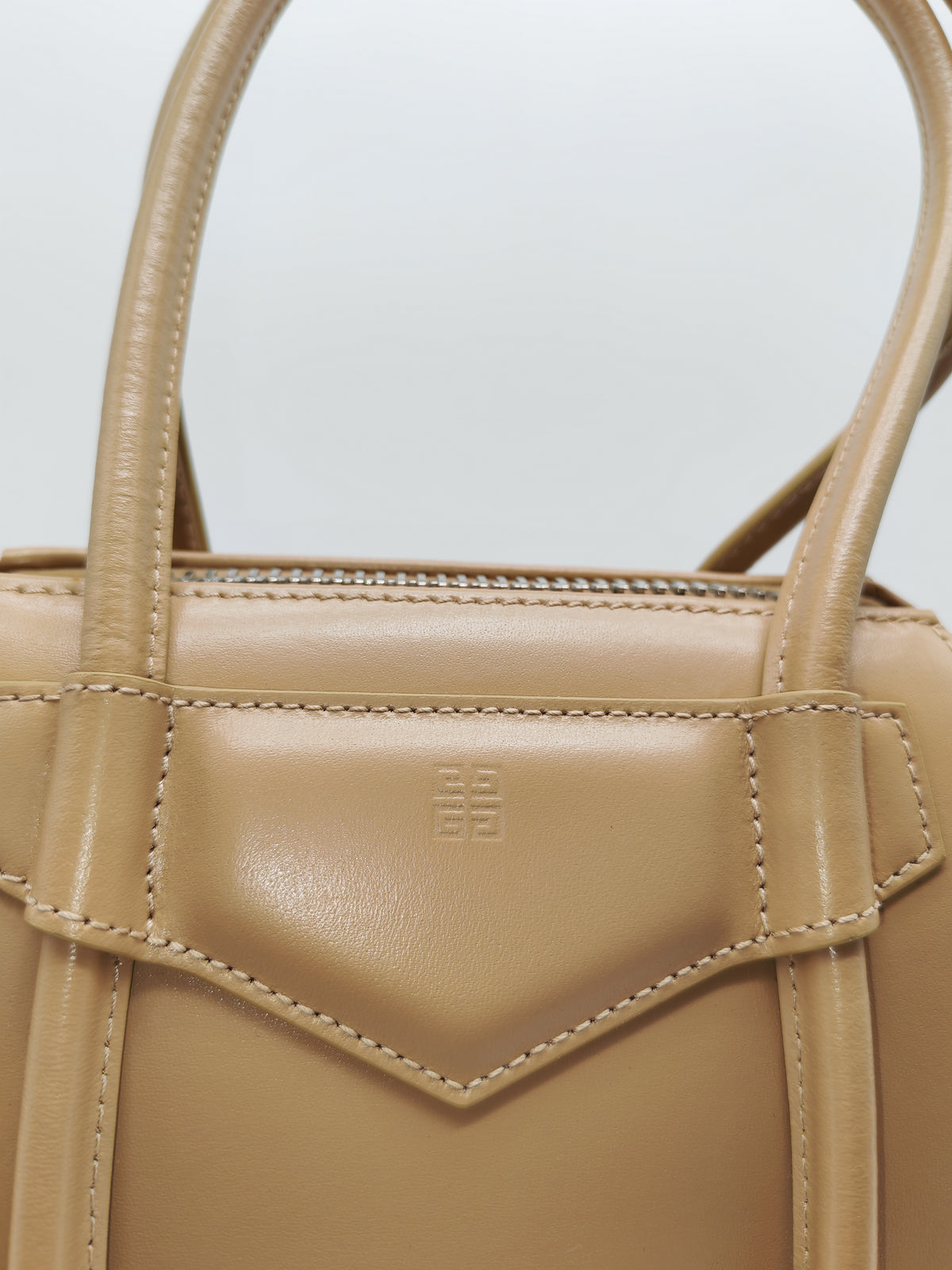 Givenchy Antigona Mini in Beige Box Calfskin Leather and Silver Hardware | Purse Maison Luxury Bags Shop