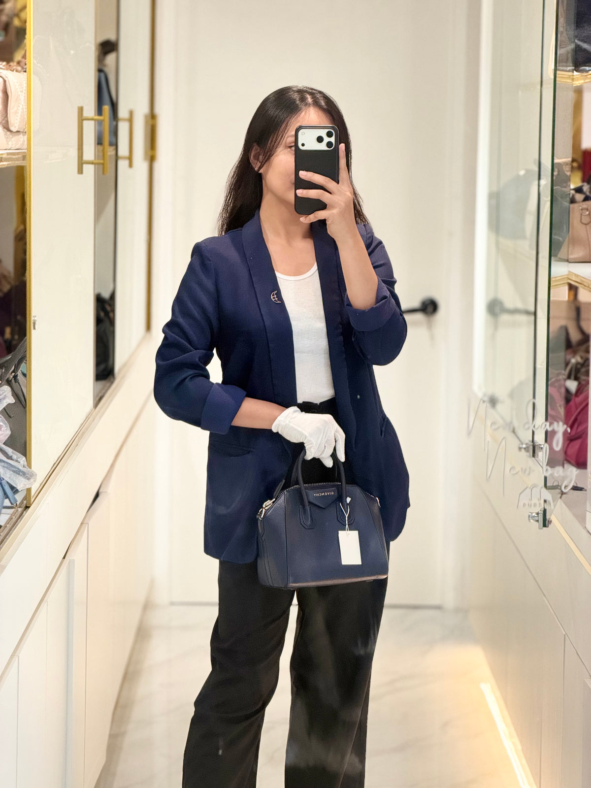 Givenchy Antigona Mini in Navy Blue Grained Calfskin Leather and Silver Hardware | Purse Maison Luxury Bags Shop
