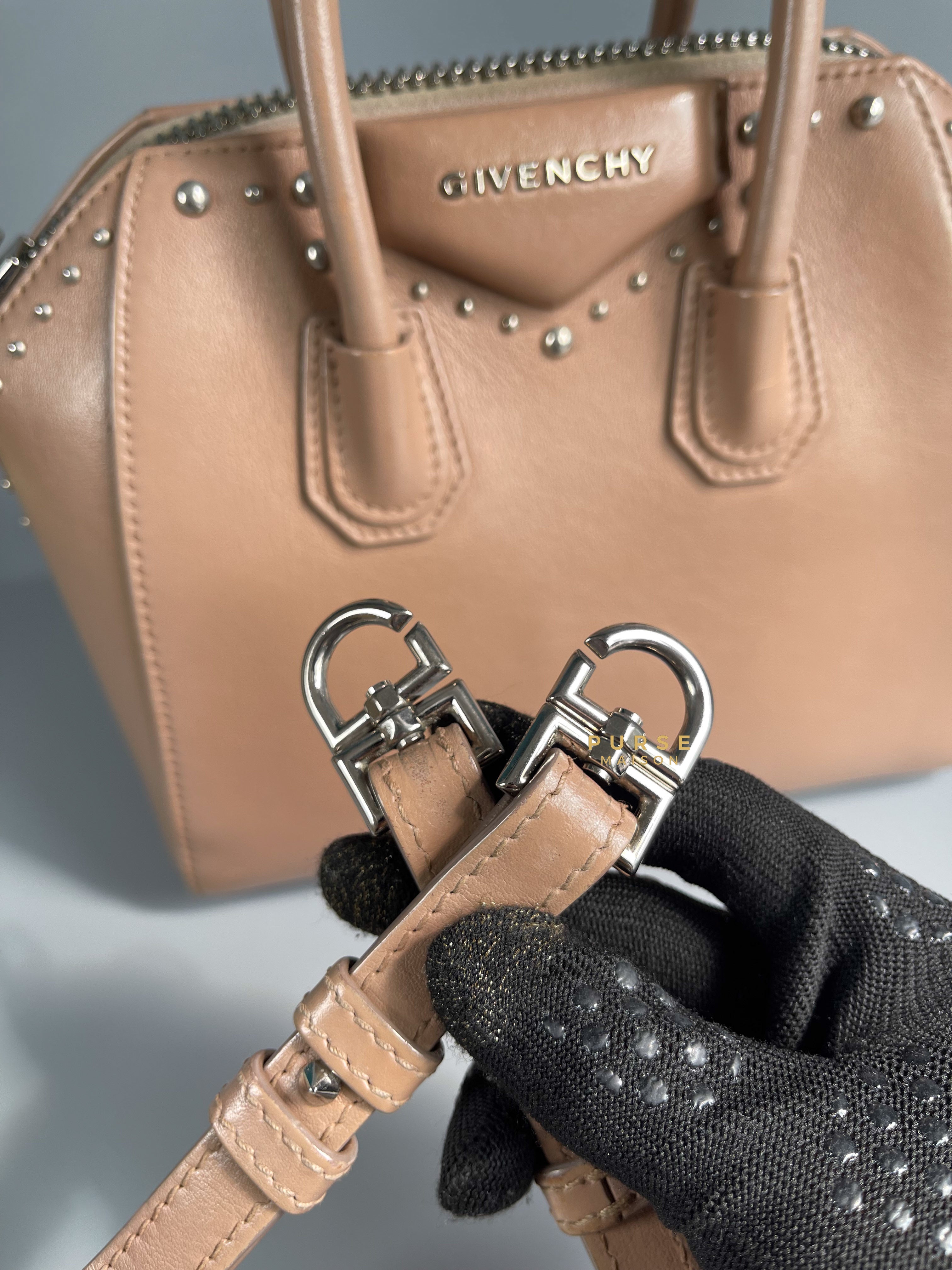 Givenchy Antigona Mini Studded Bag in Old Pink Calfskin Leather | Purse Maison Luxury Bags Shop
