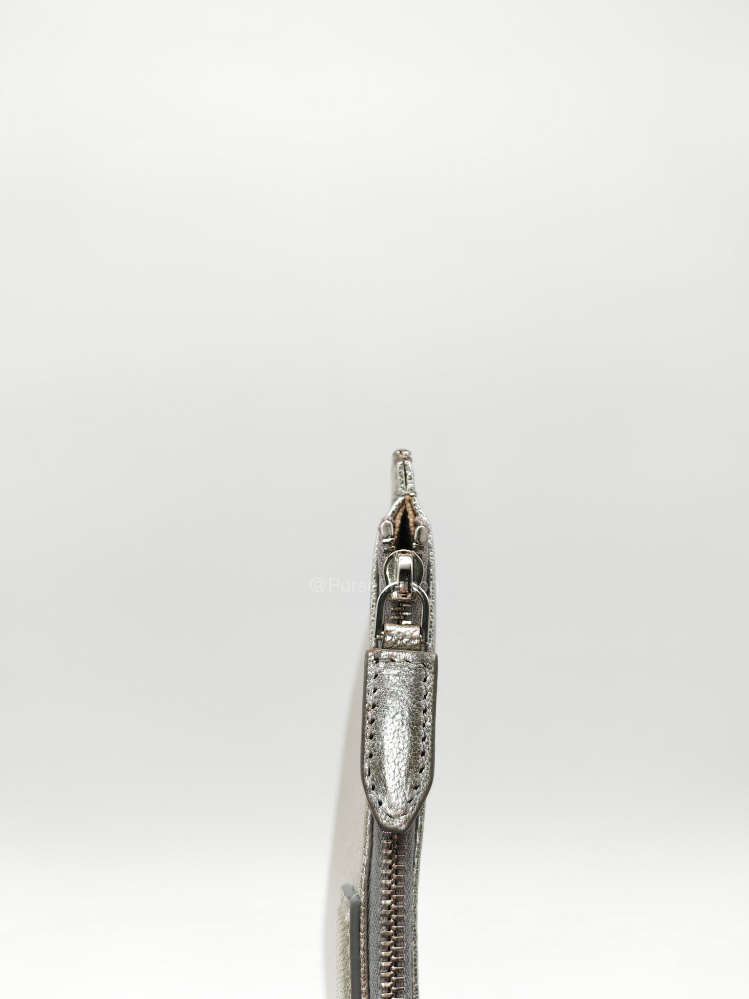Givenchy Antigona Pouch in Metallic Silver Calf Leather and Silver Hardware | Purse Maison Luxury Bags Shop