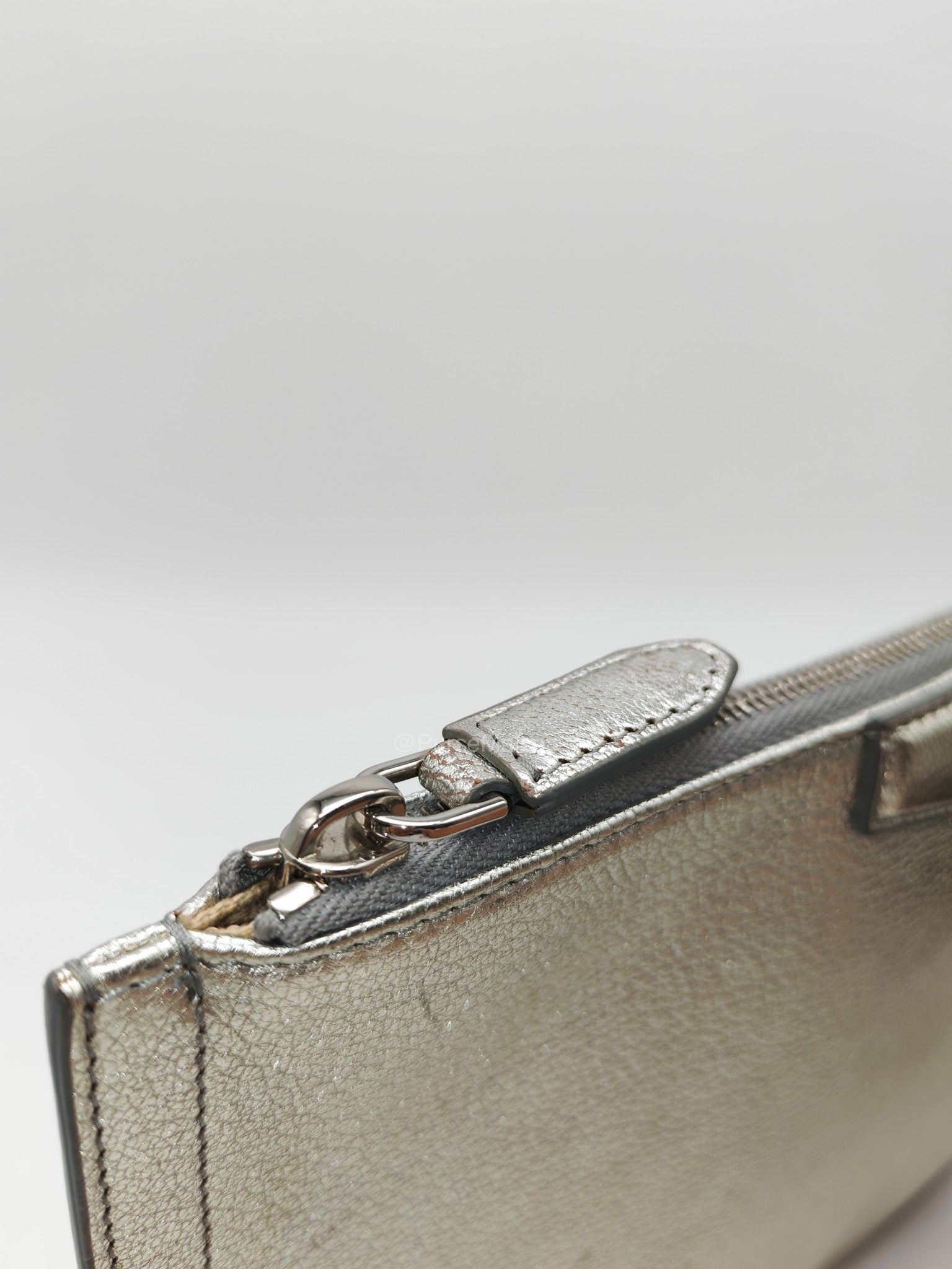 Givenchy Antigona Pouch in Metallic Silver Calf Leather and Silver Hardware | Purse Maison Luxury Bags Shop