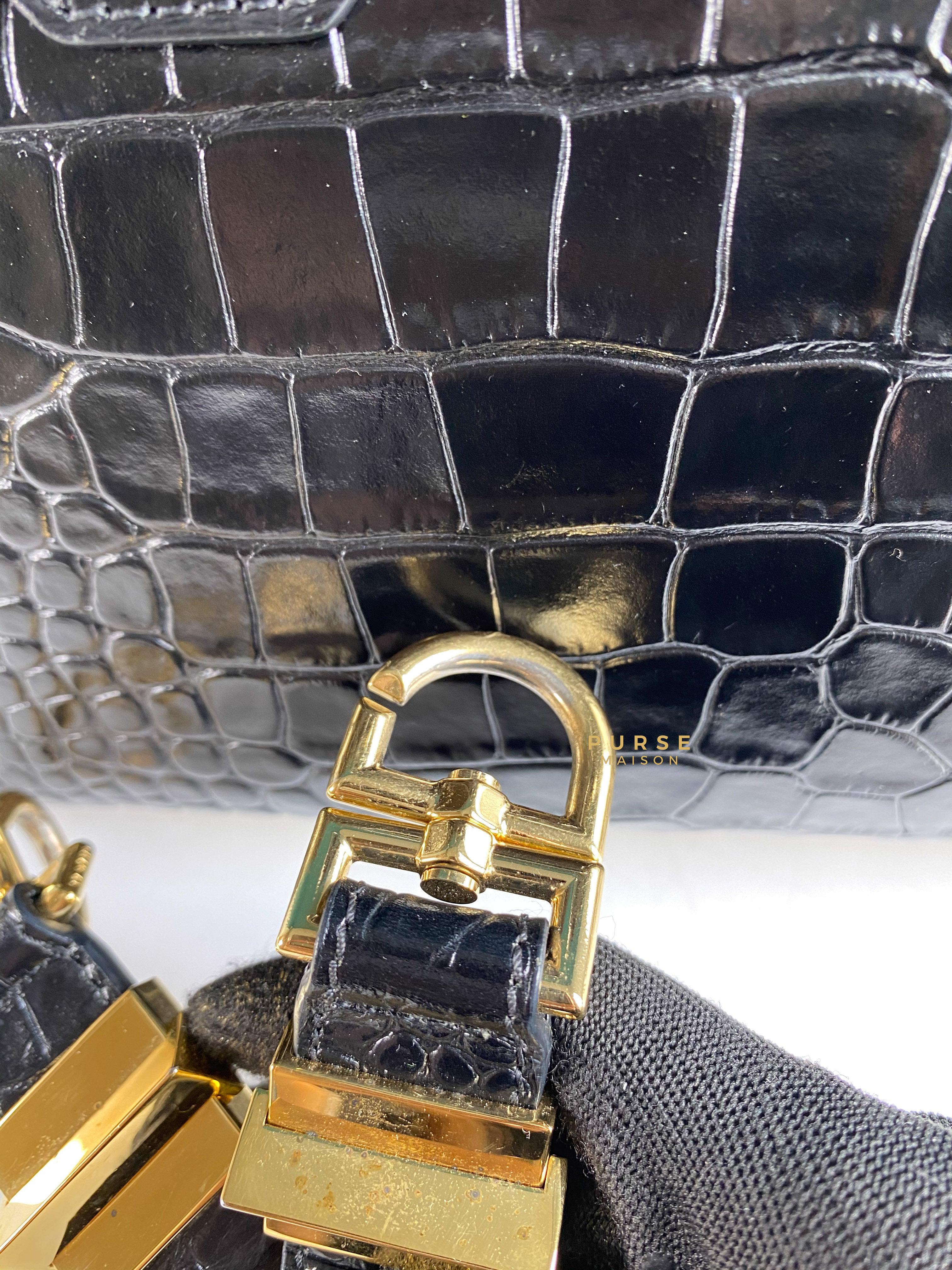 Givenchy Antigona Small in Crocodile Embossed Calfskin Leather Black | Purse Maison Luxury Bags Shop