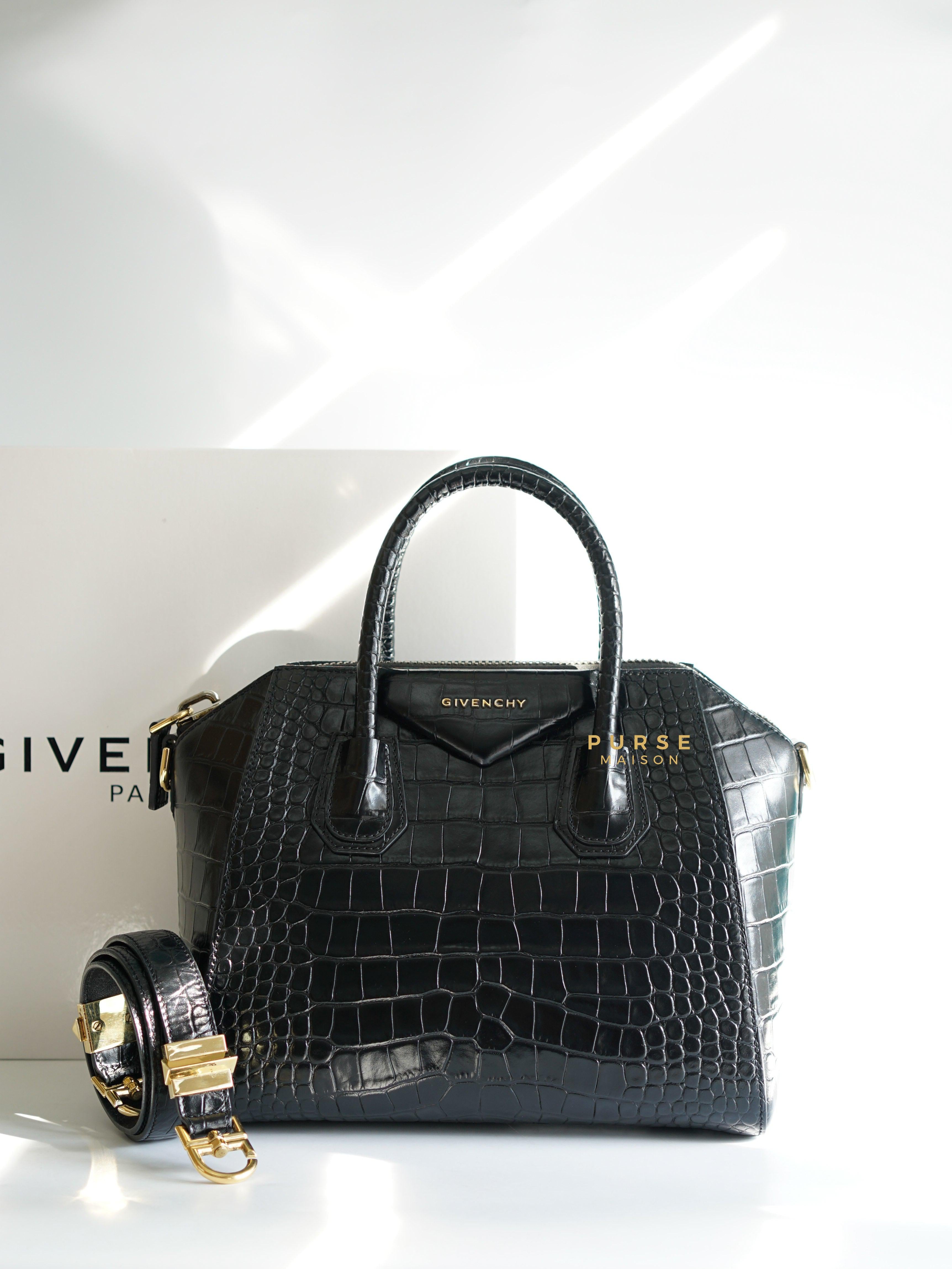 Givenchy Antigona Small in Crocodile Embossed Calfskin Leather Black | Purse Maison Luxury Bags Shop