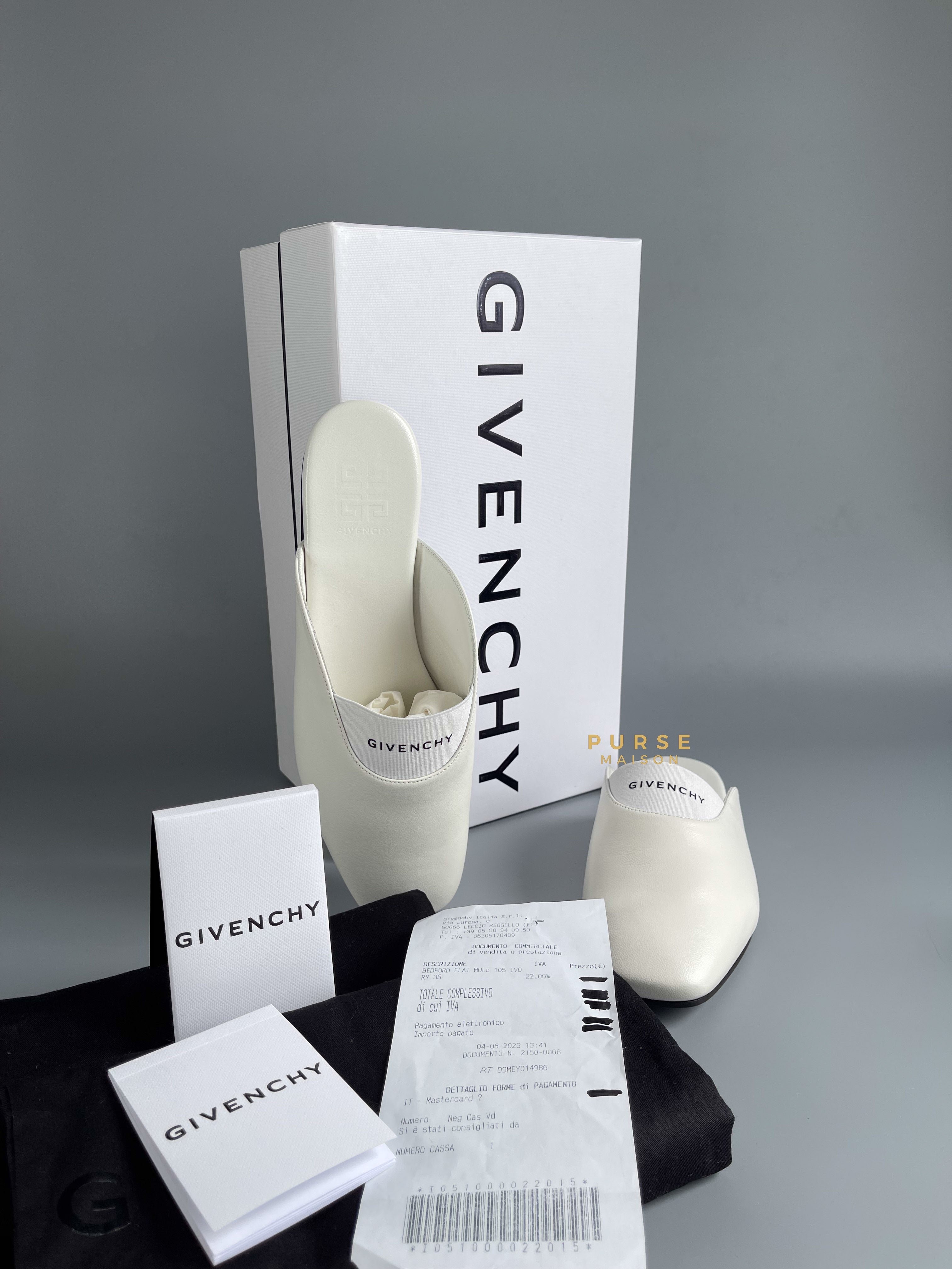 Givenchy Bedford in Ivory Lambskin Leather Mules Size 36 EU (24.5cm) | Purse Maison Luxury Bags Shop