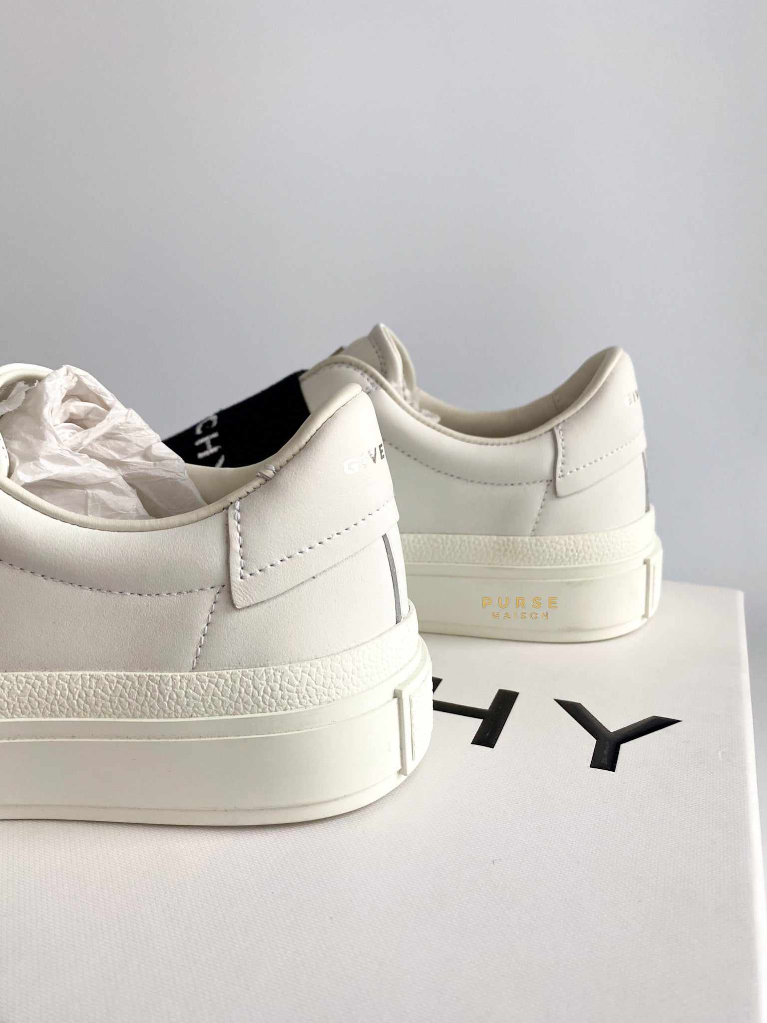 Givenchy Elastic City Court Sneaker in White & Black (Size 35 EUR)