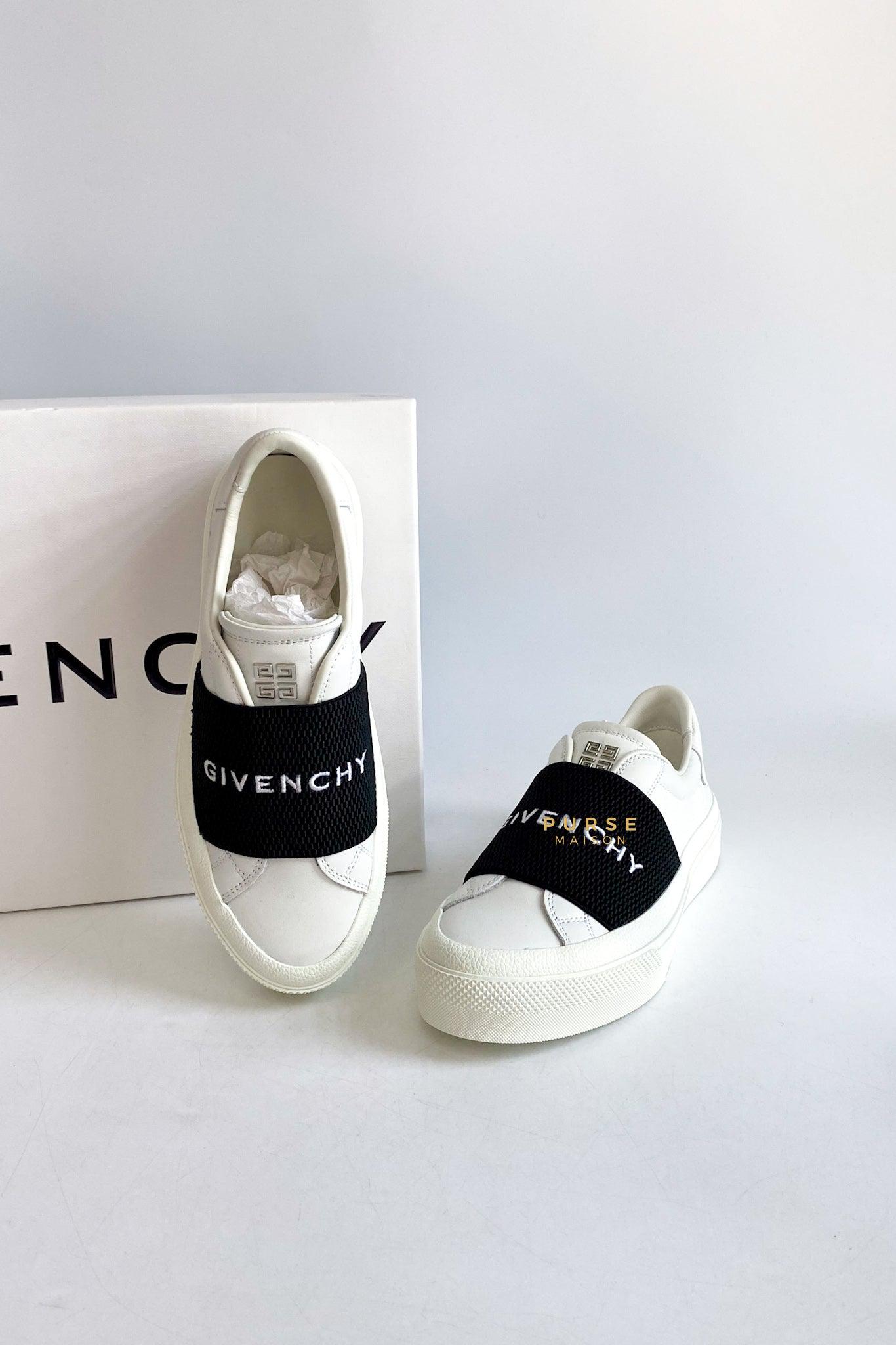 Givenchy Elastic City Court Sneaker in White & Black (Size 35 EUR)