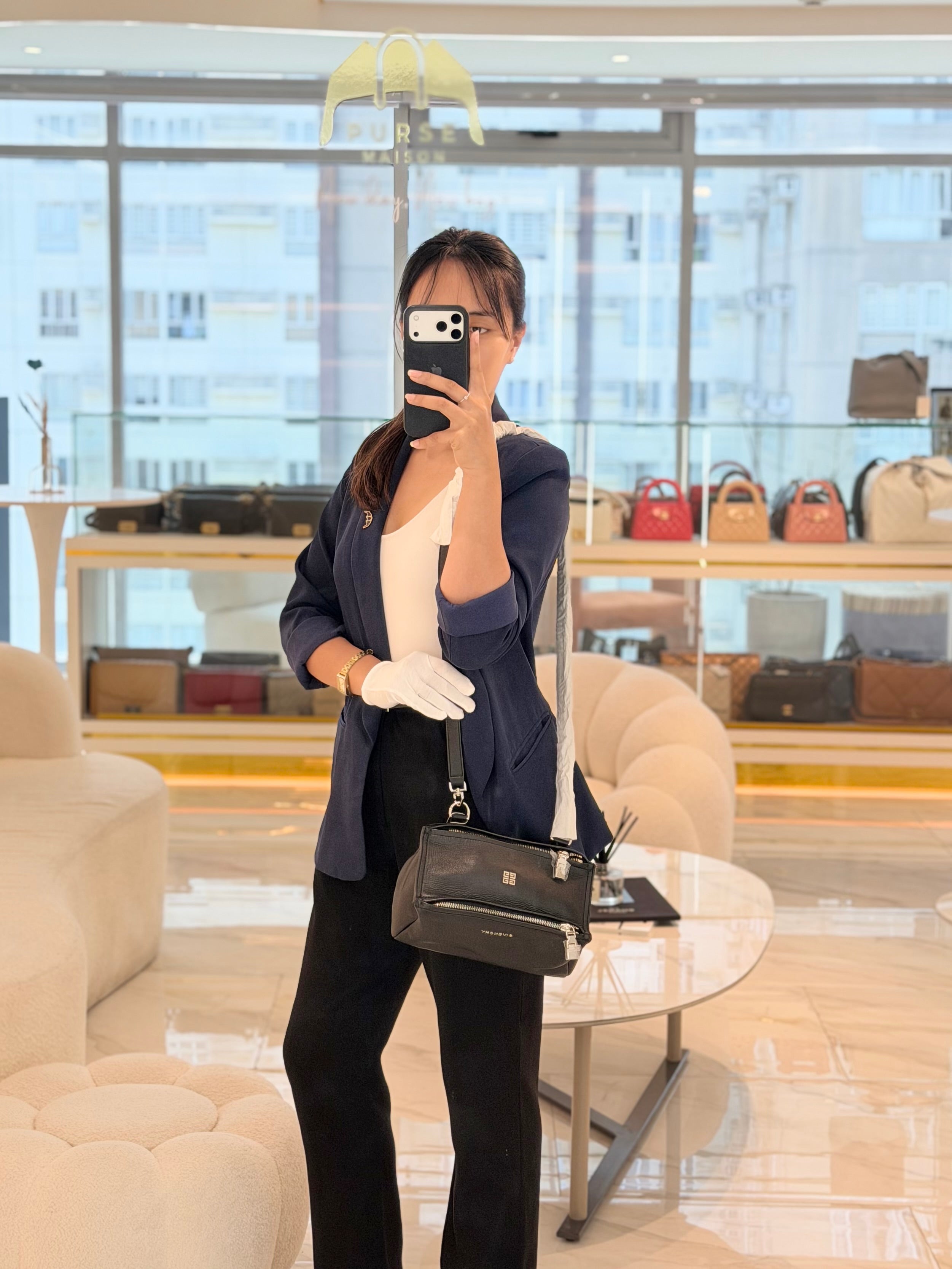 Mini Pandora in Black Soft Calfskin Leather Crossbody Bag | Purse Maison Luxury Bags Shop