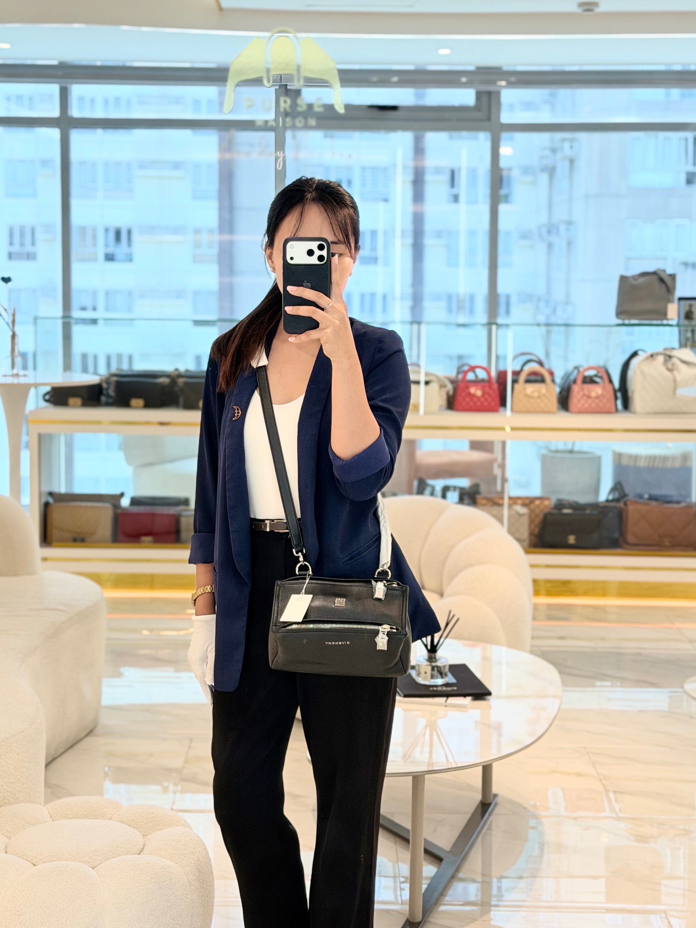 Mini Pandora in Black Soft Calfskin Leather Crossbody Bag | Purse Maison Luxury Bags Shop