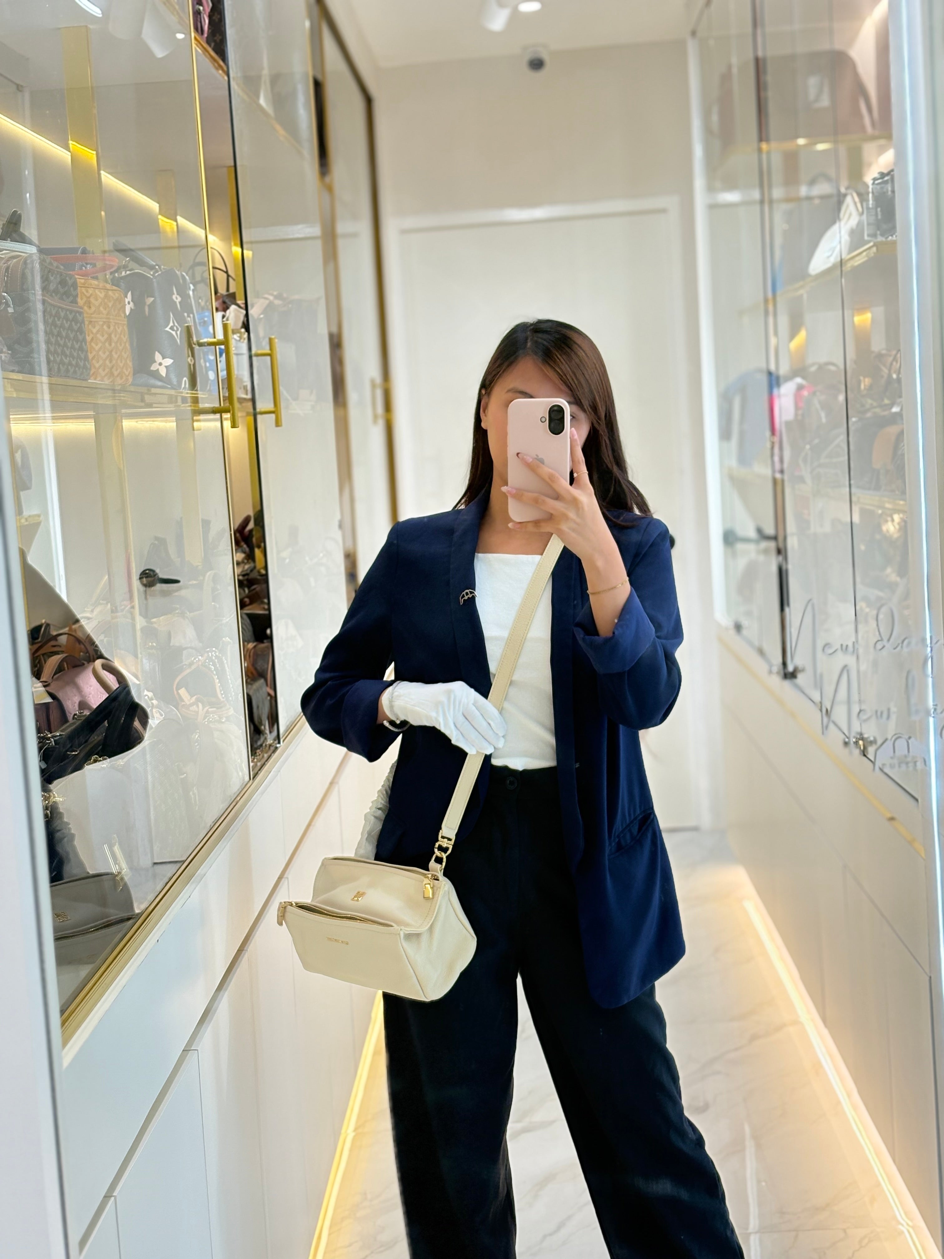 Mini Pandora in Natural Beige Soft Calfskin Leather Crossbody Bag