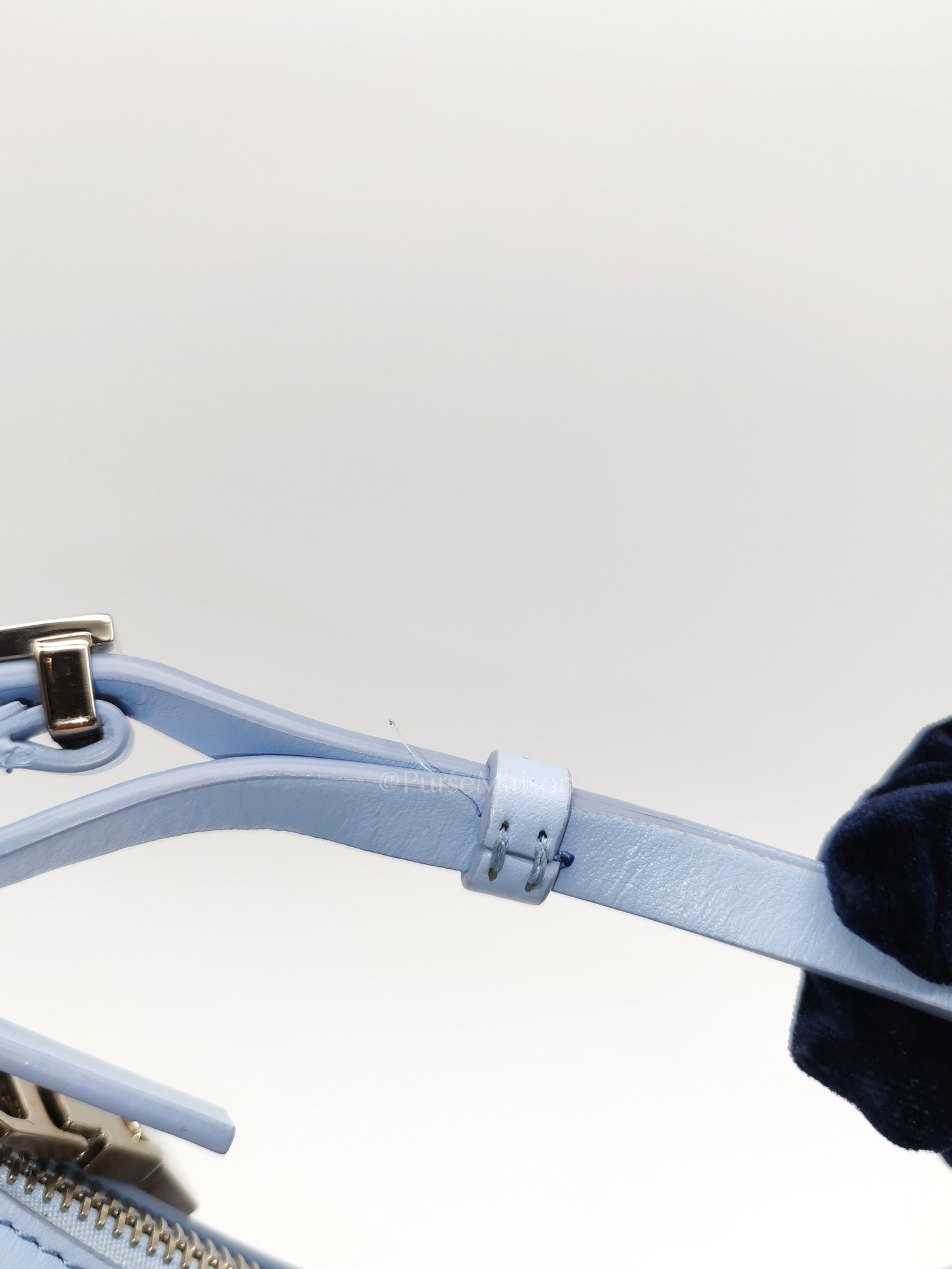 Moon Cut Out Shoulder Bag Small in Baby Blue Smooth Calfskin Leather & Silver Hardware | Purse Maison Luxury Bags Shop