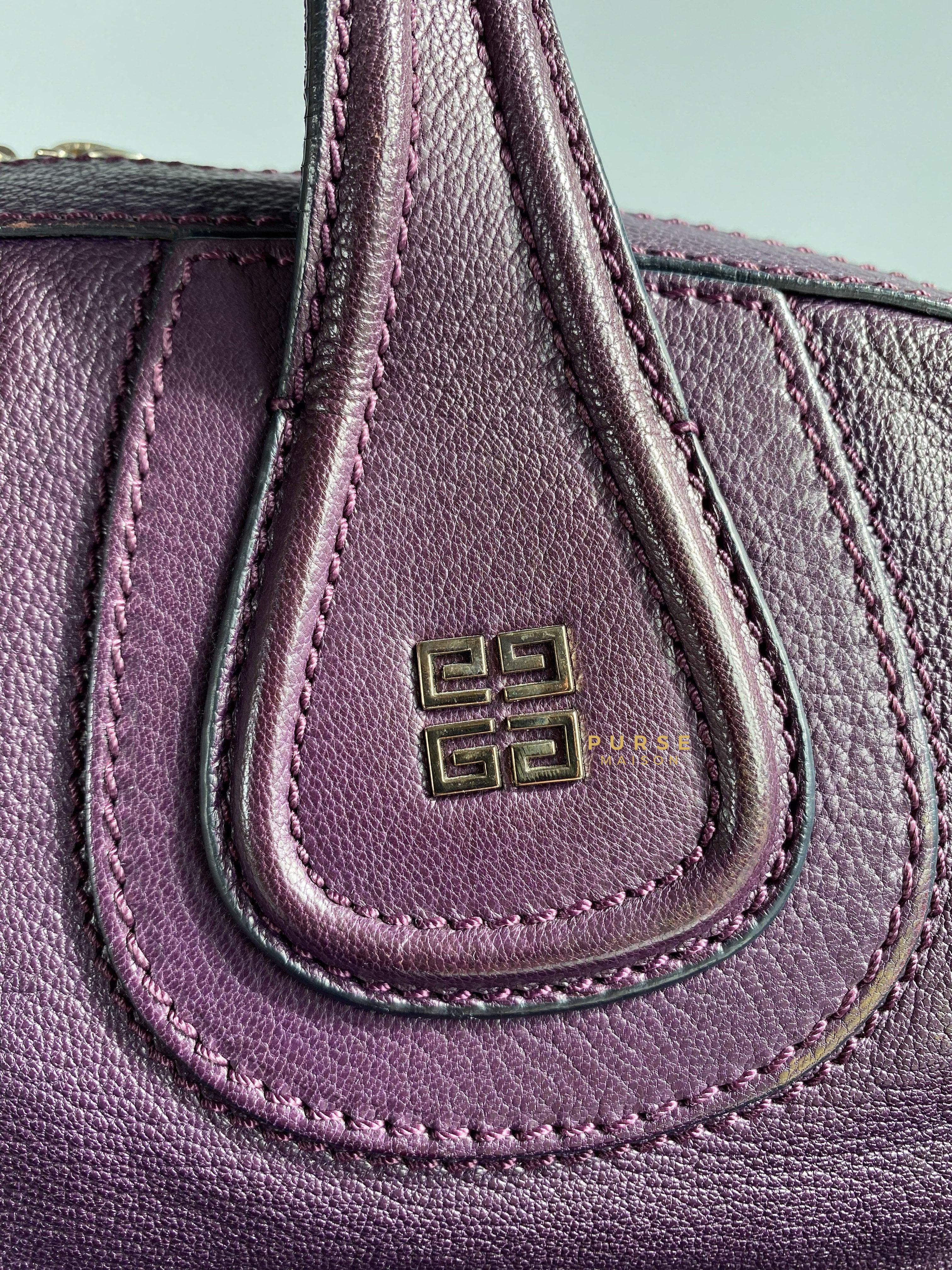 Givenchy Nightingale Plum Medium Grained Leather | Purse Maison Luxury Bags Shop