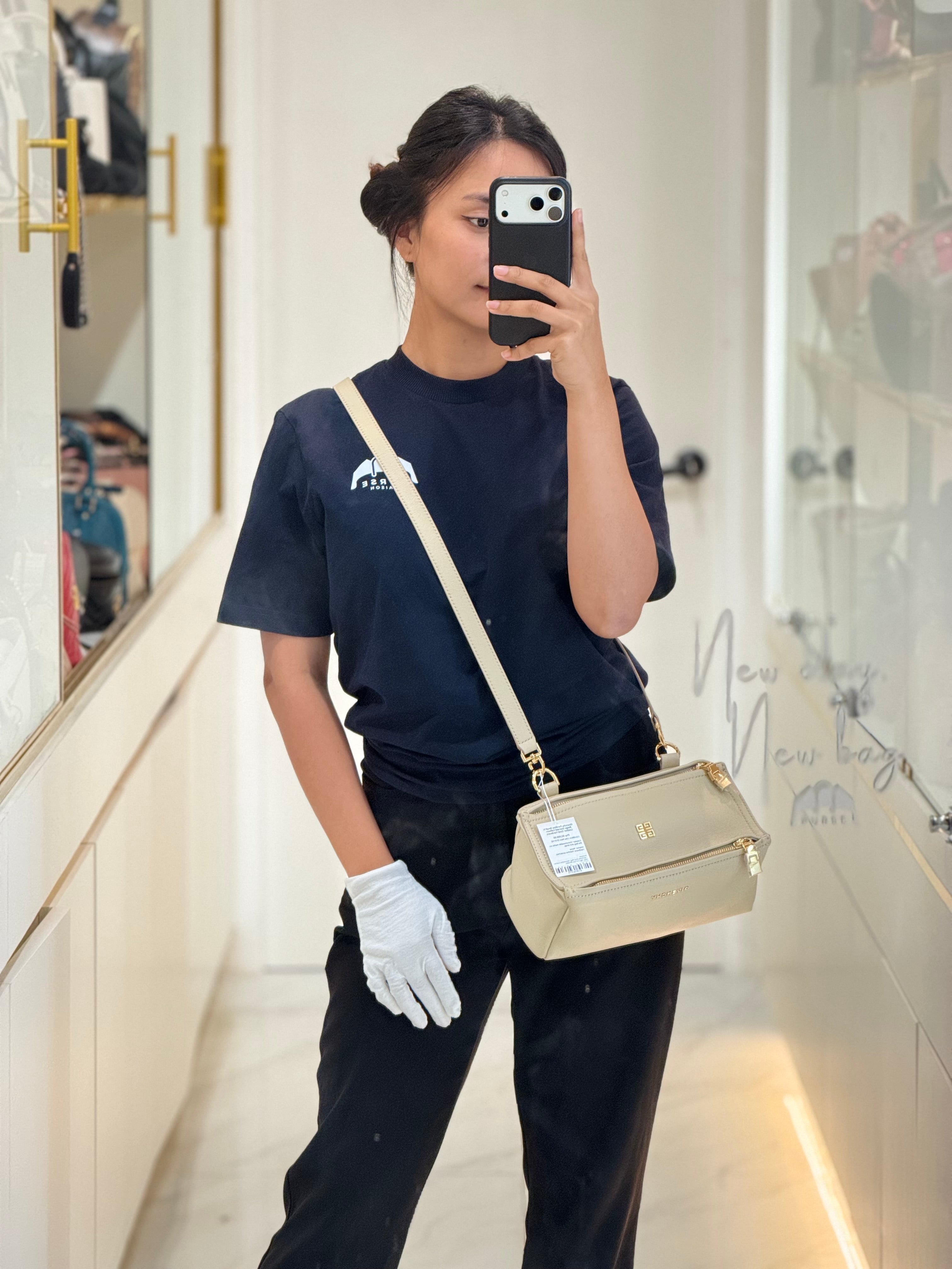 Givenchy Pandora Small in Natural Beige Grained Calfskin Leather Gold Hardware | Purse Maison Luxury Bags Shop