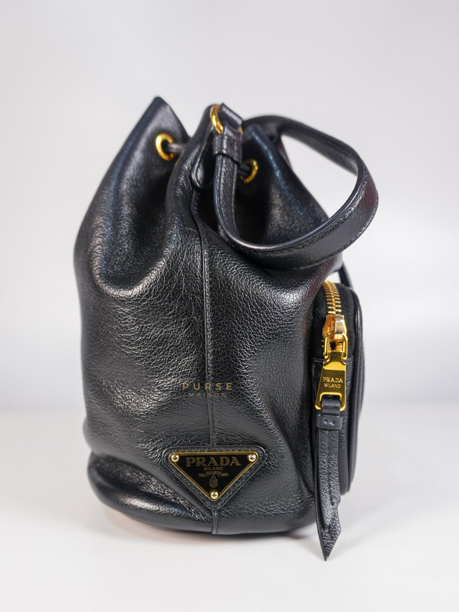 Glace Calfskin Embossed Sacchiello Bucket Bag | Purse Maison Luxury Bags Shop