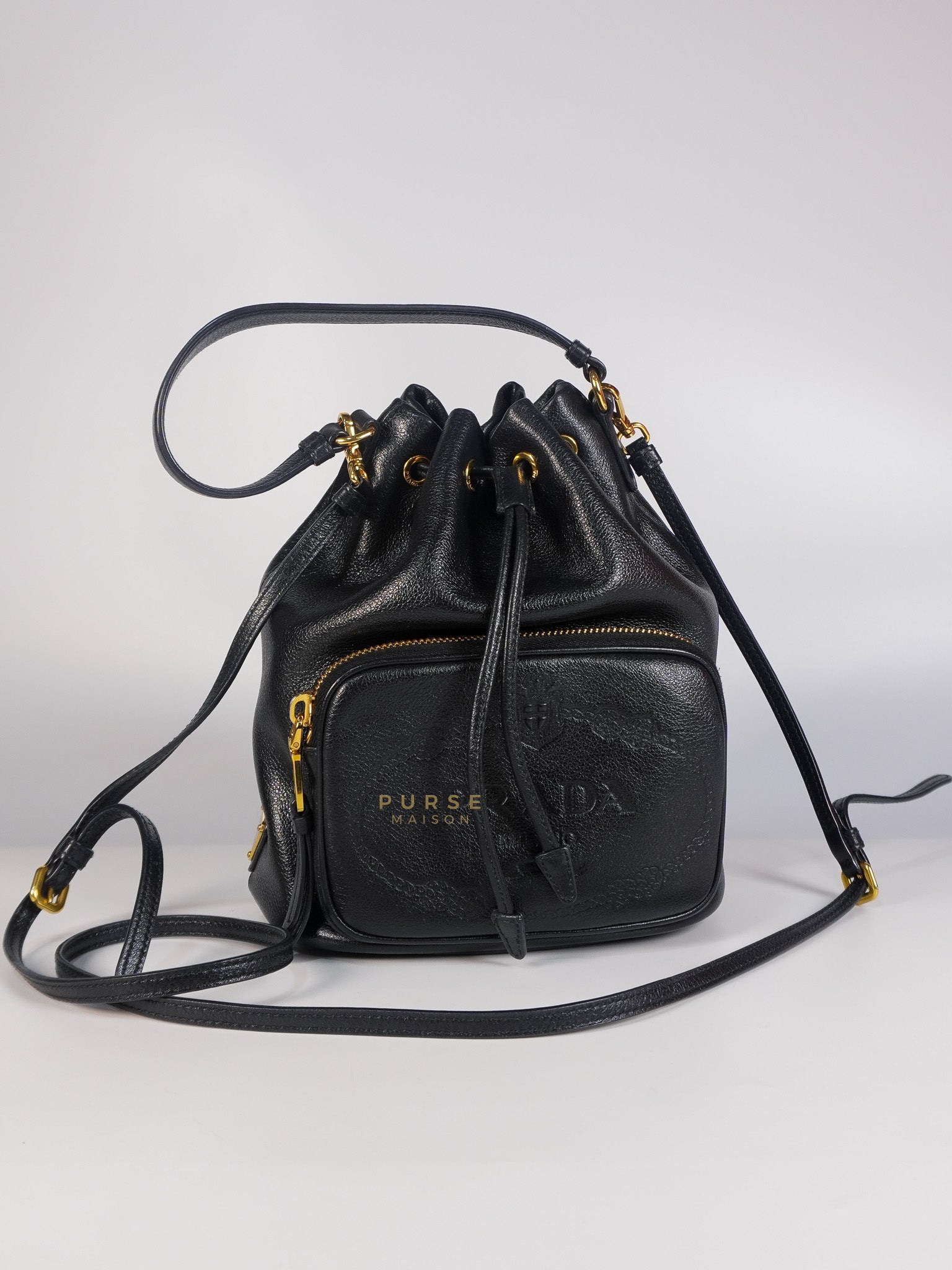 Glace Calfskin Embossed Sacchiello Bucket Bag | Purse Maison Luxury Bags Shop