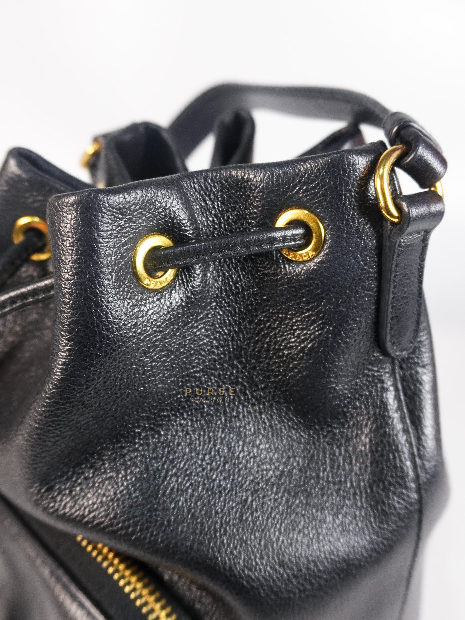 Glace Calfskin Embossed Sacchiello Bucket Bag | Purse Maison Luxury Bags Shop