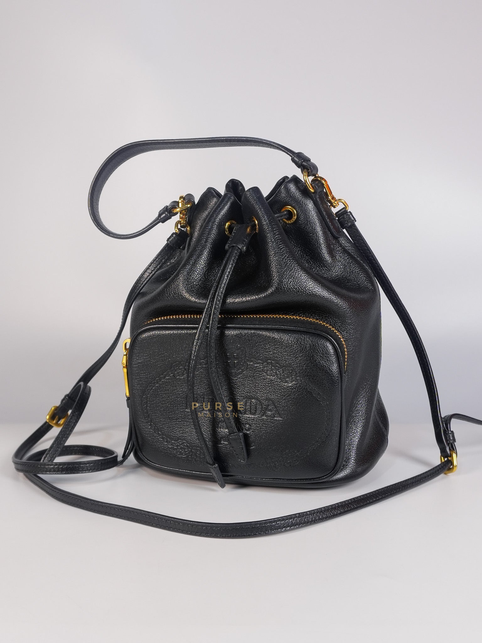 Glace Calfskin Embossed Sacchiello Bucket Bag | Purse Maison Luxury Bags Shop