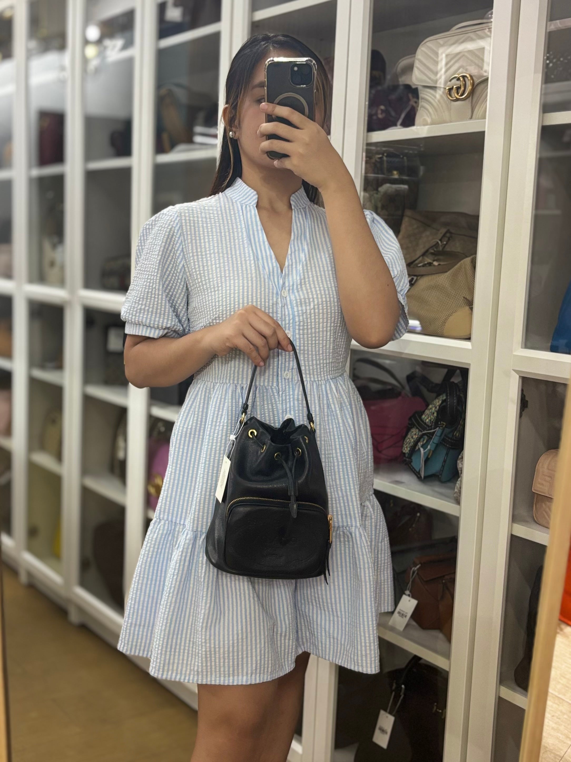 Glace Calfskin Embossed Sacchiello Bucket Bag | Purse Maison Luxury Bags Shop