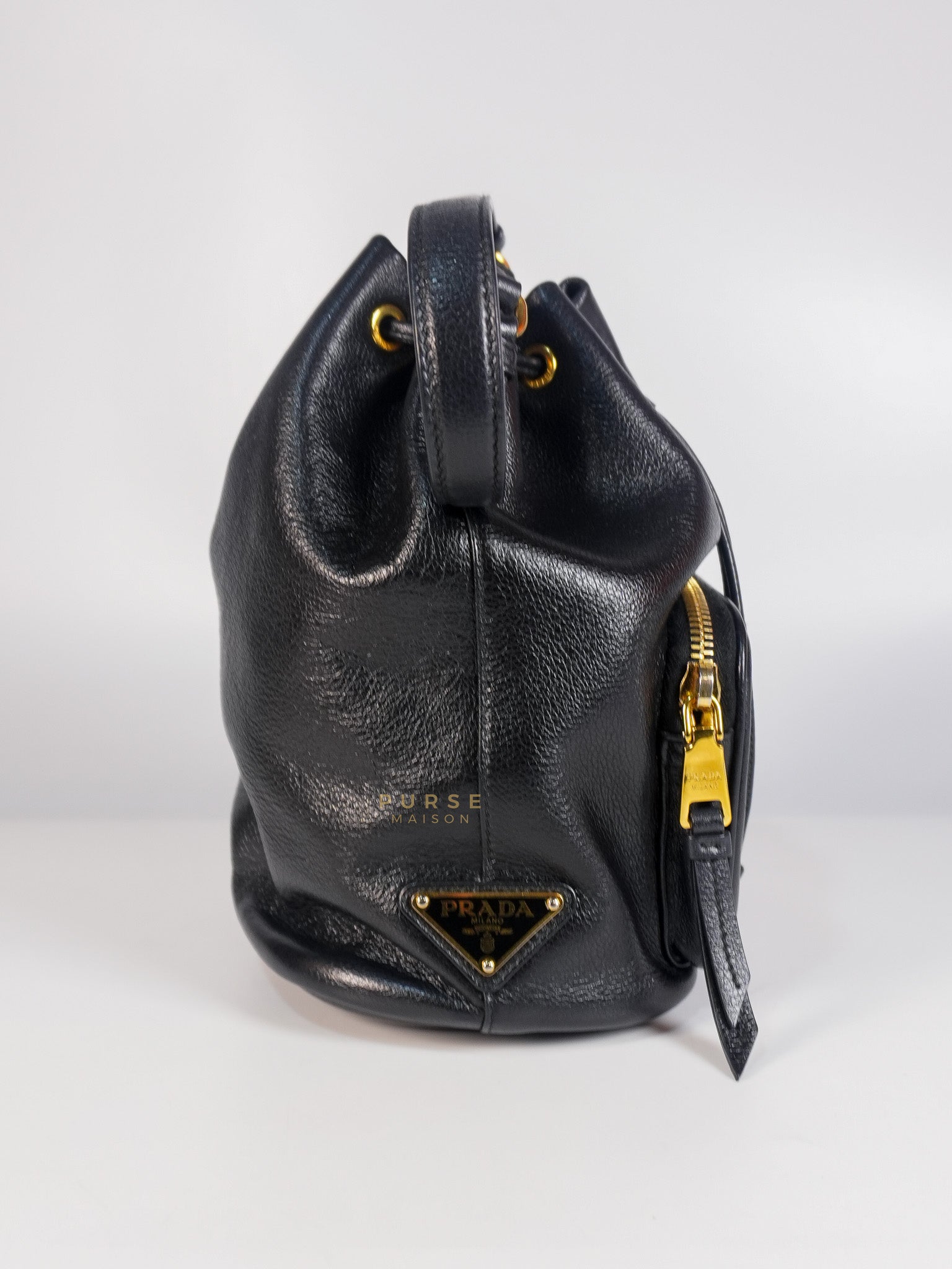 Glace Calfskin Embossed Sacchiello Bucket Bag | Purse Maison Luxury Bags Shop