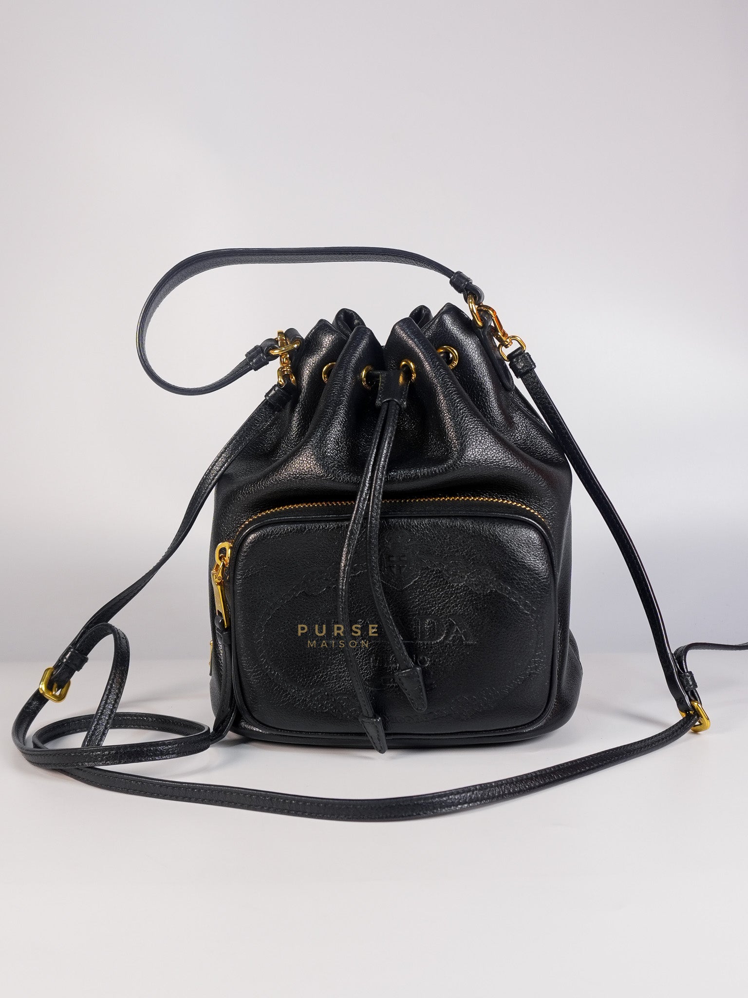 Glace Calfskin Embossed Sacchiello Bucket Bag | Purse Maison Luxury Bags Shop