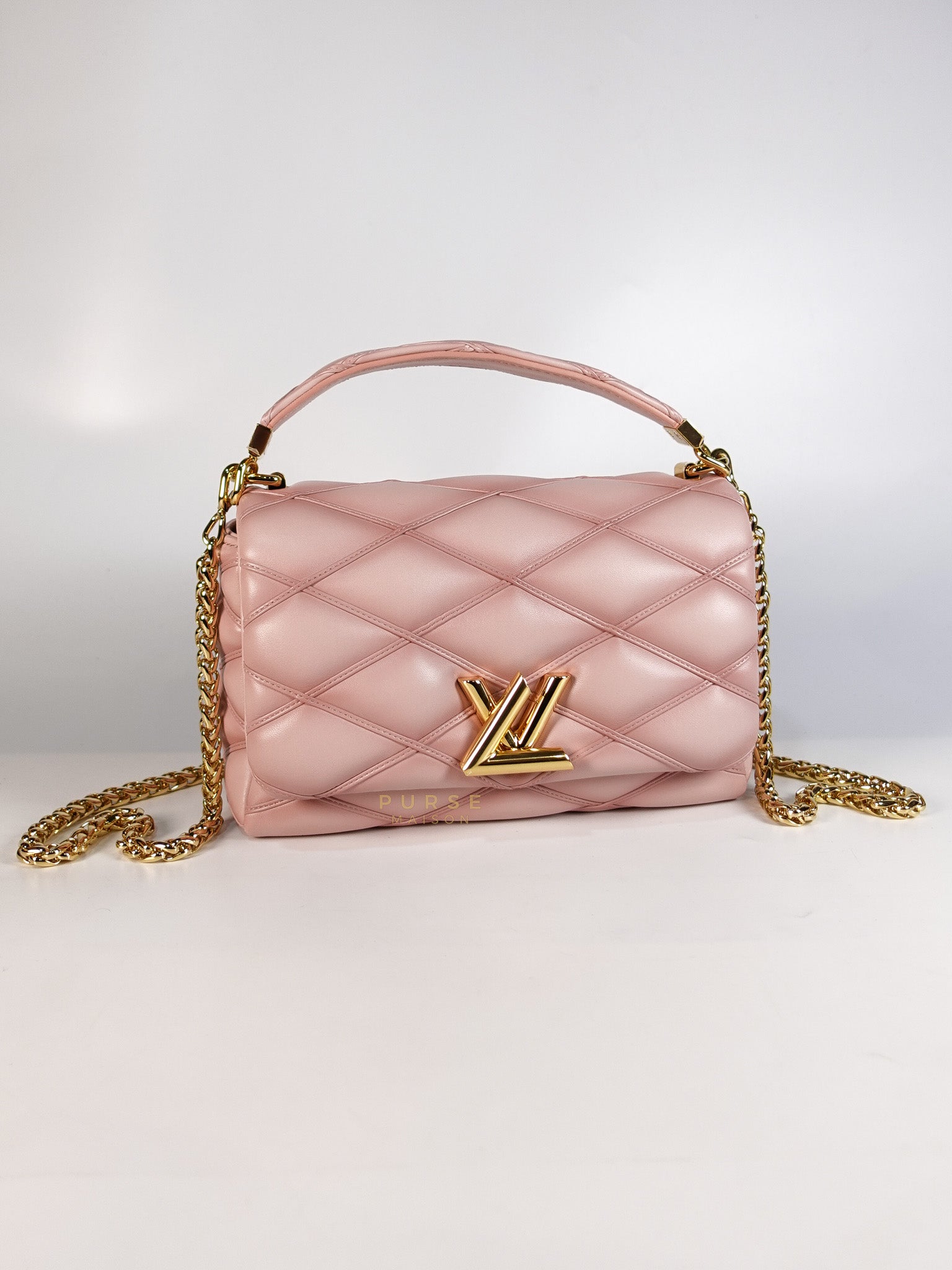 GO-14 Malletage Hand Bag MM in Rosabella Pink Quilted Lambskin Leather (Microchip) | Purse Maison Luxury Bags Shop