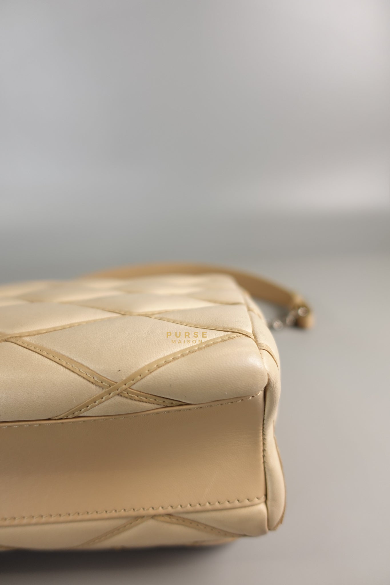 Go 14 Malletage MM in Light Beige Quilted Lambskin Leather and Silver Hardware (Date code: TR1155) | Purse Maison Luxury Bags Shop