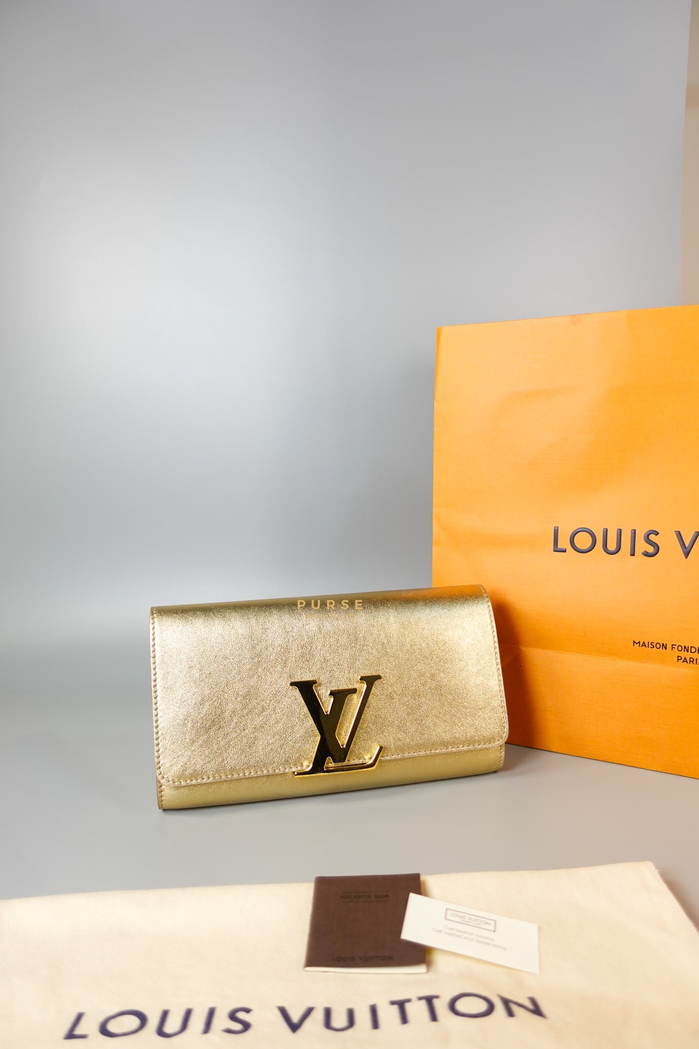 Gold Leather Louise Clutch Bag | Purse Maison Luxury Bags Shop