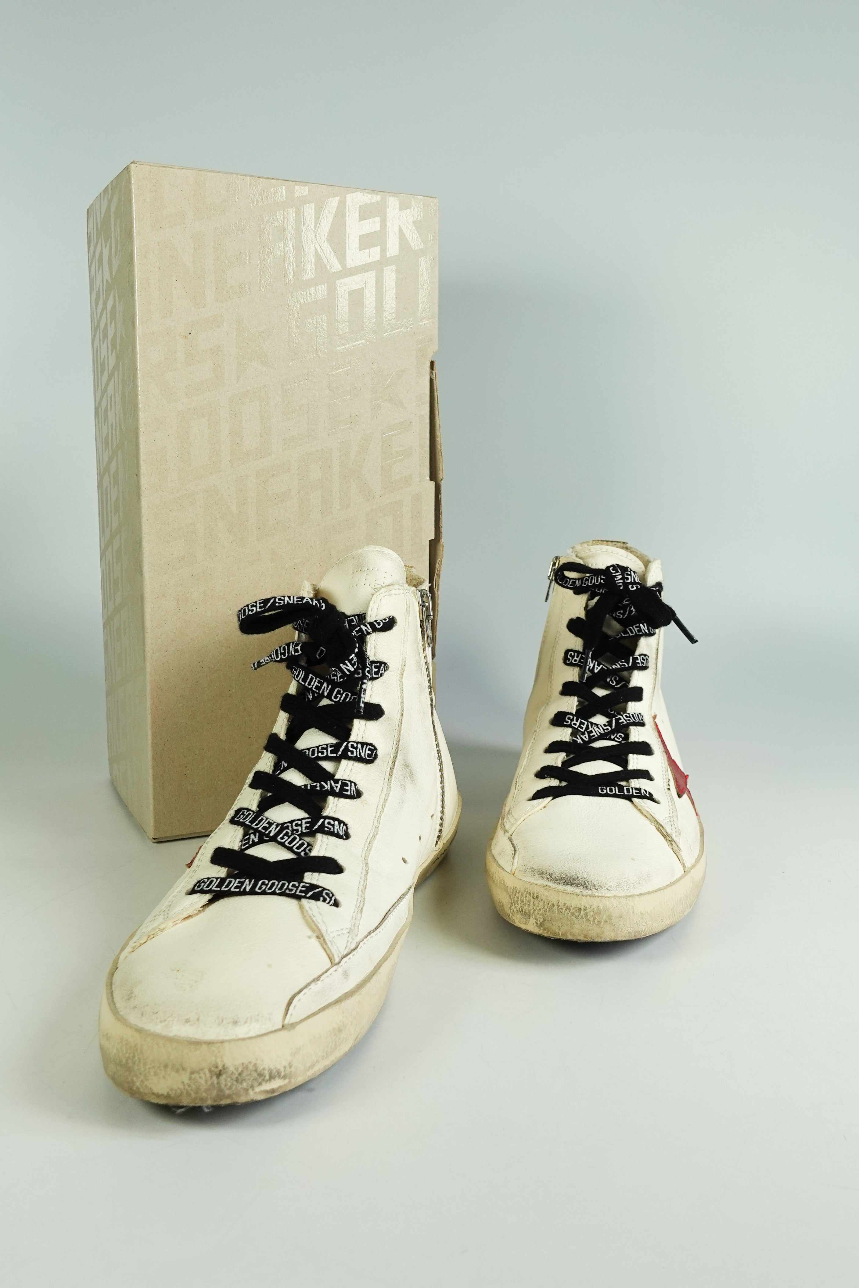 Golden Goose Superstar Classic with List Beige Brown High Cut Sneakers (Size 38 EU, 25cm)