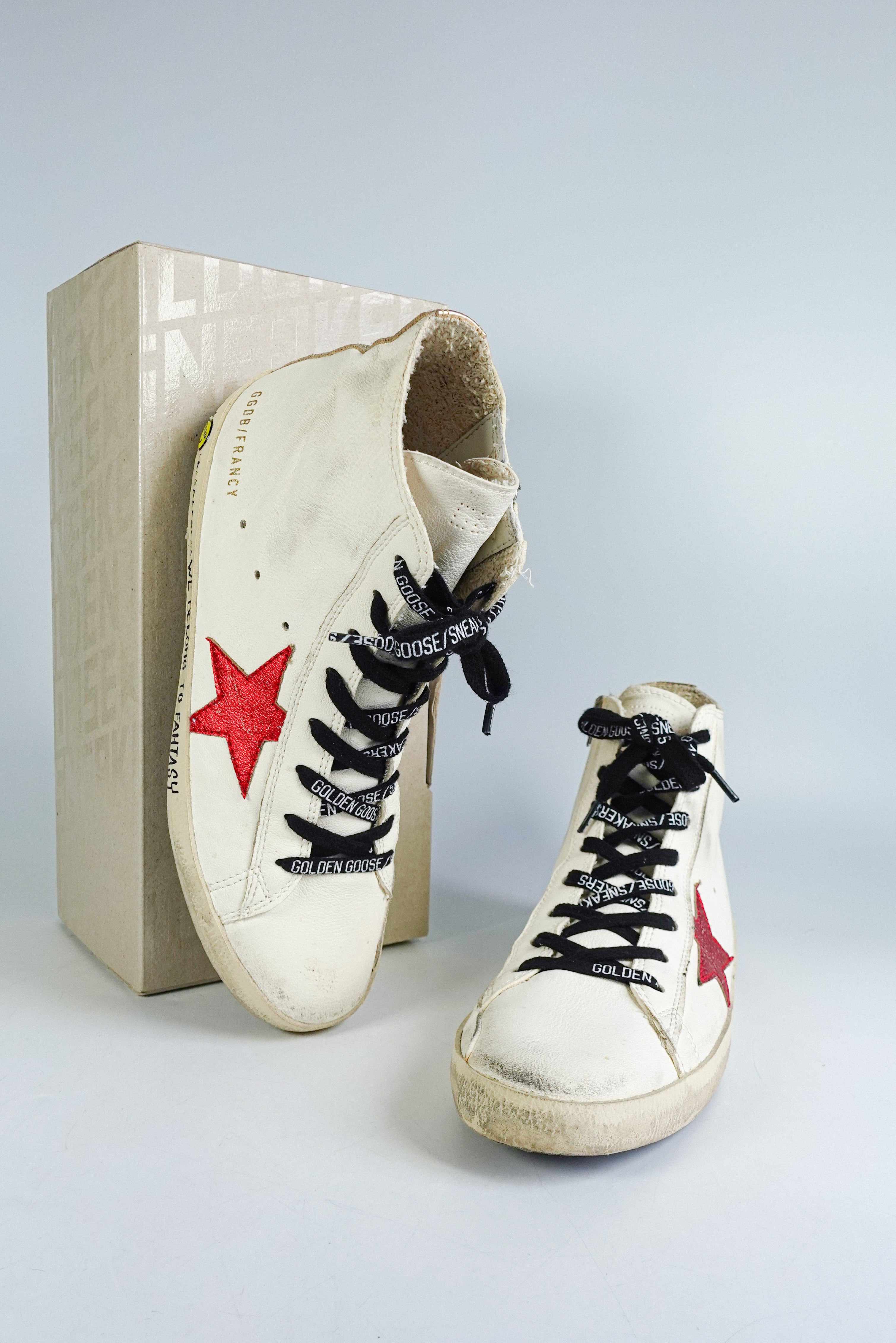 Golden Goose Superstar Classic with List Beige Brown High Cut Sneakers (Size 38 EU, 25cm)
