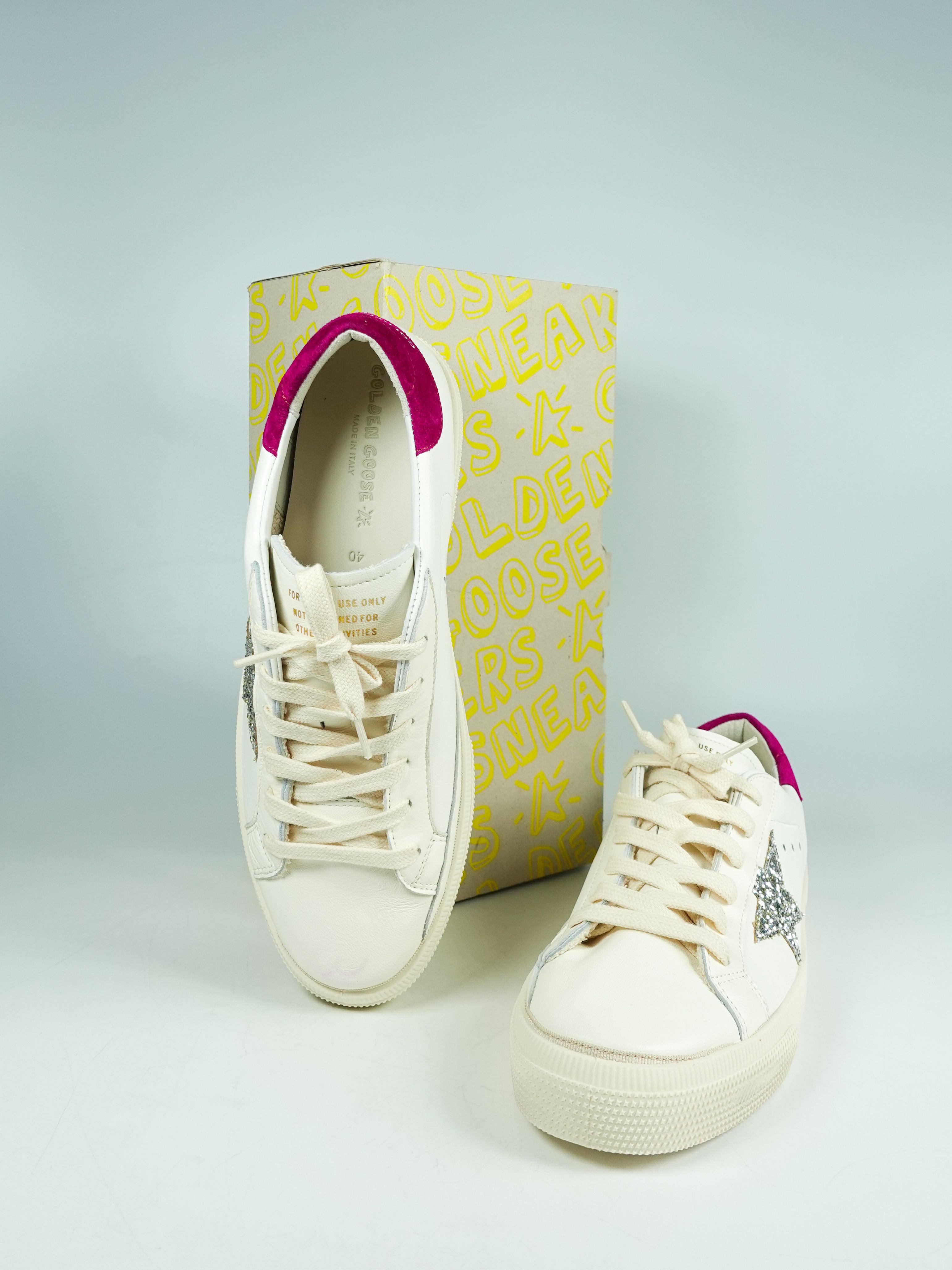 Golden Goose Women’s One Star Logo-Low Top Sneakers White/Violet Size 40 EUR