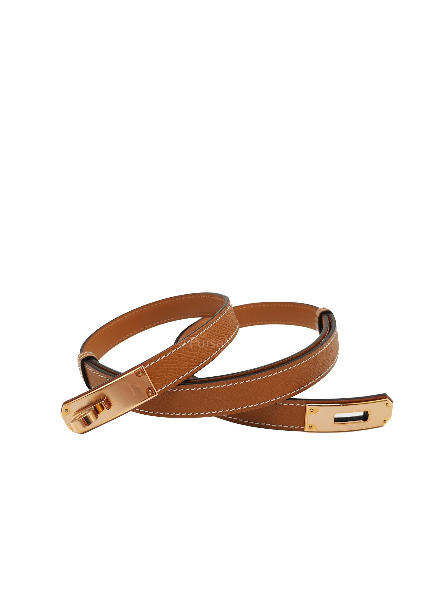 Kelly Belt in Gold Epsom Leather & Rose Gold Hardware Stamp W(2024)