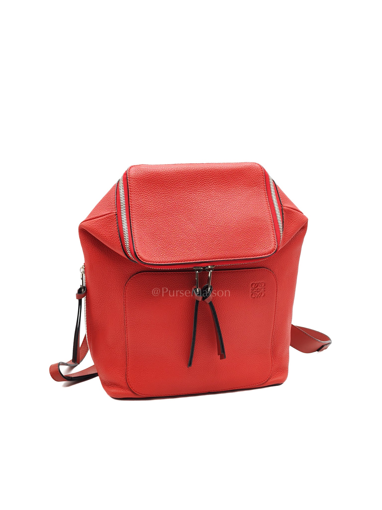 Goya in Red Grained Calfskin Leather Backpack | Purse Maison Luxury Bags Shop
