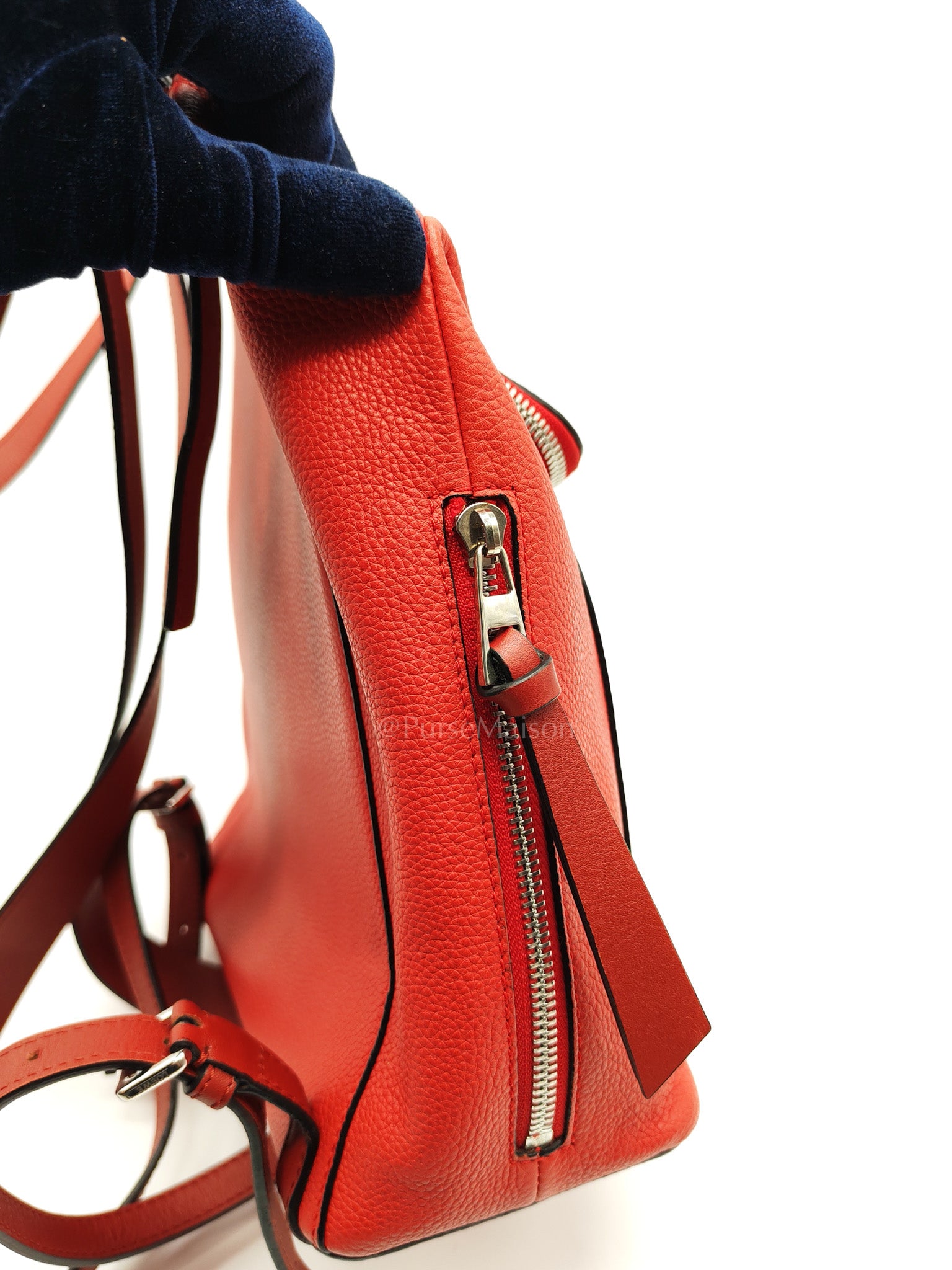 Goya in Red Grained Calfskin Leather Backpack | Purse Maison Luxury Bags Shop