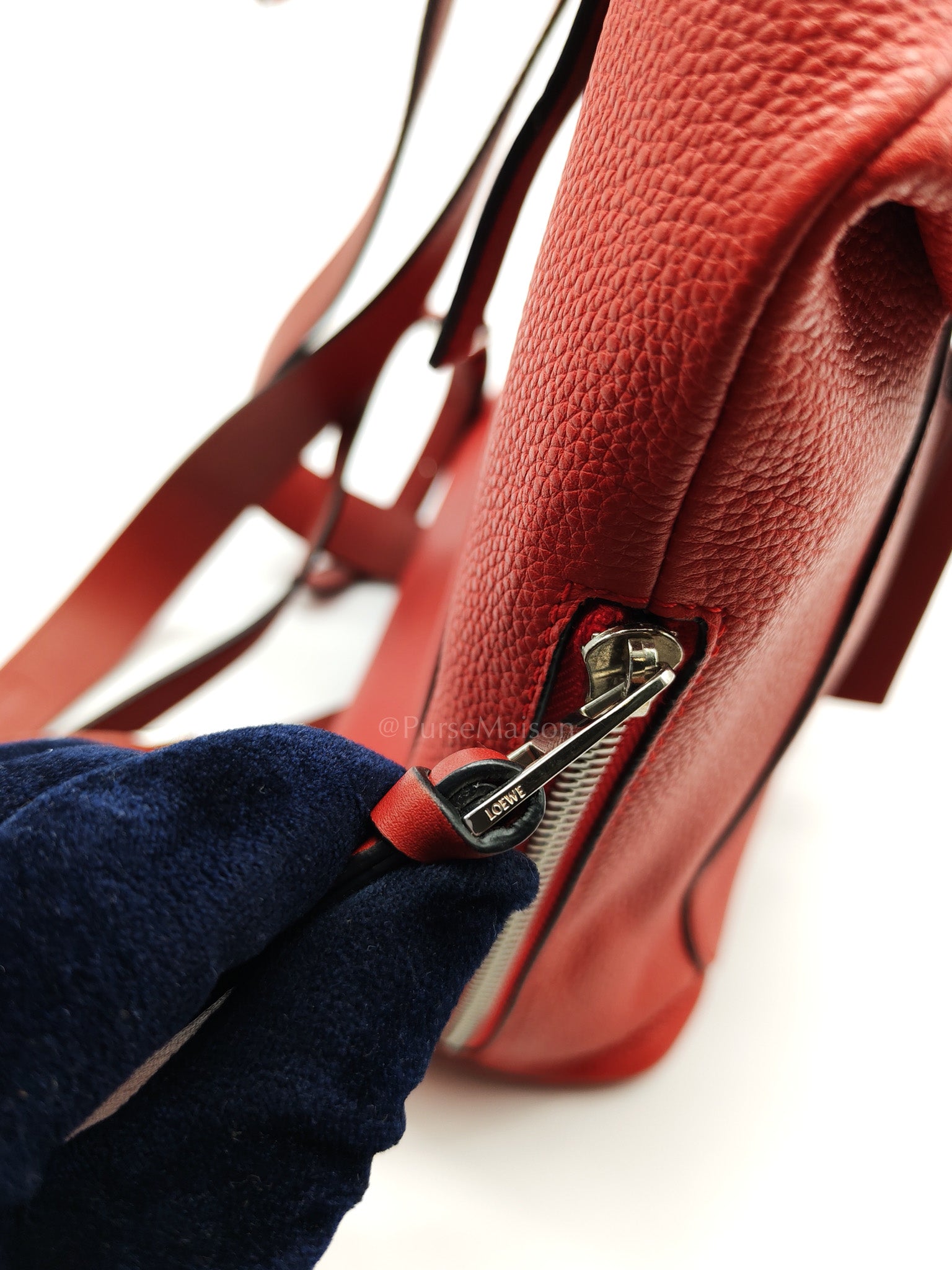 Goya in Red Grained Calfskin Leather Backpack | Purse Maison Luxury Bags Shop