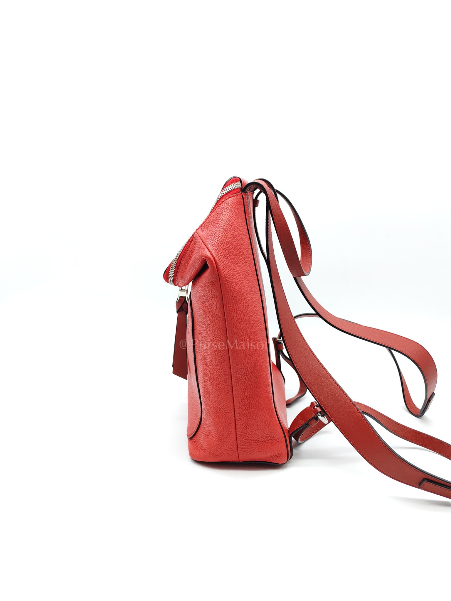Goya in Red Grained Calfskin Leather Backpack | Purse Maison Luxury Bags Shop