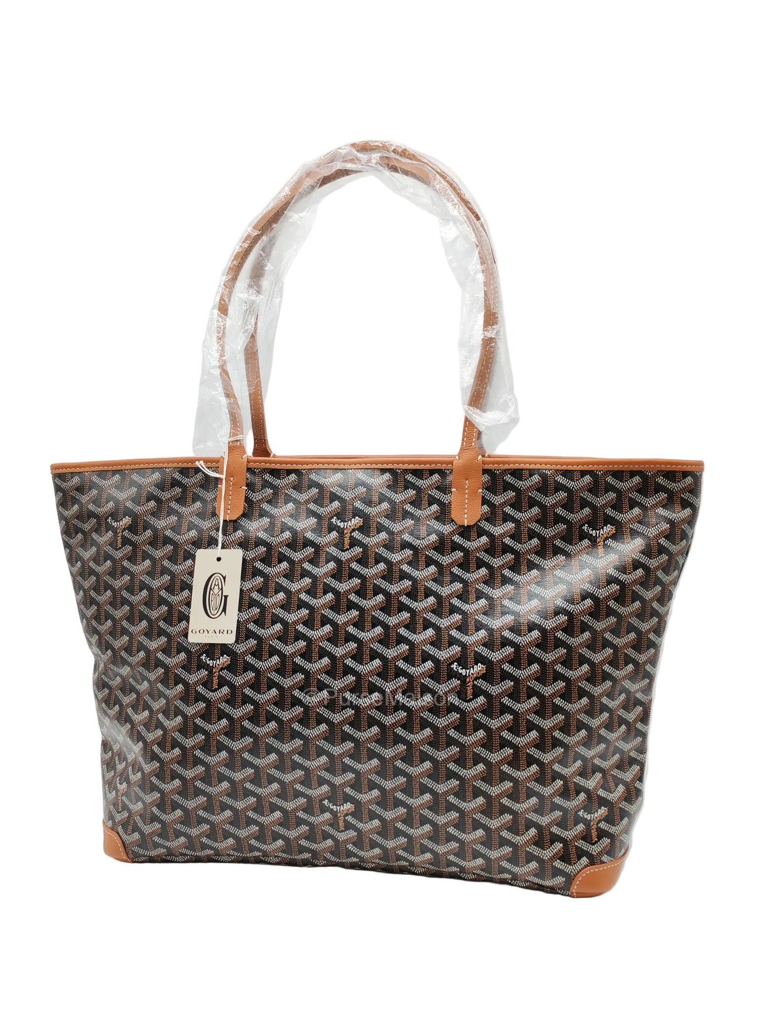 Goyard Artois Tote Bag MM in Black & Tan Goyardine Canvas | Purse Maison Luxury Bags Shop