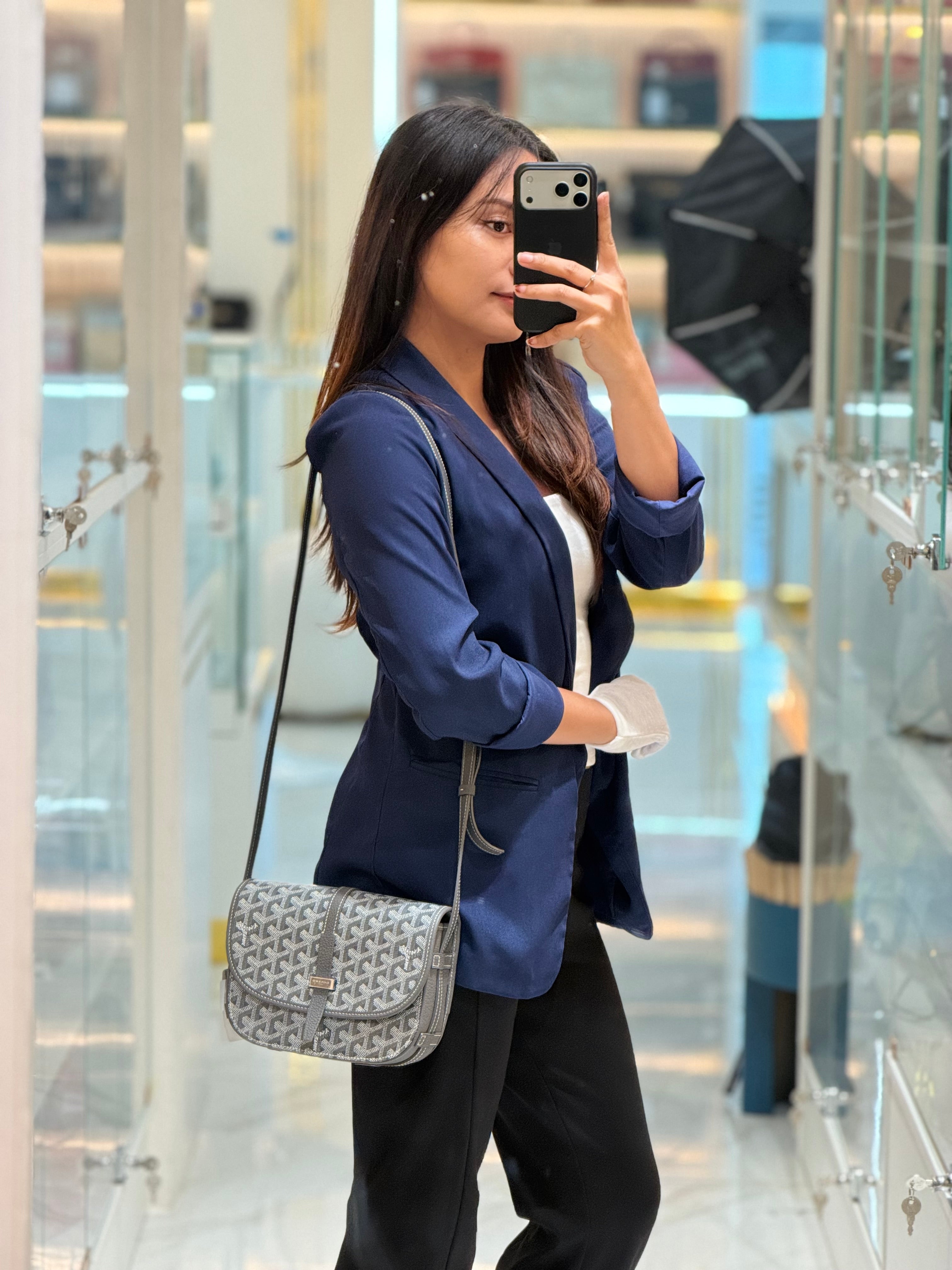 Belvedere Crossbody Bag PM in Gray Goyardine Canvas | Purse Maison Luxury Bags Shop