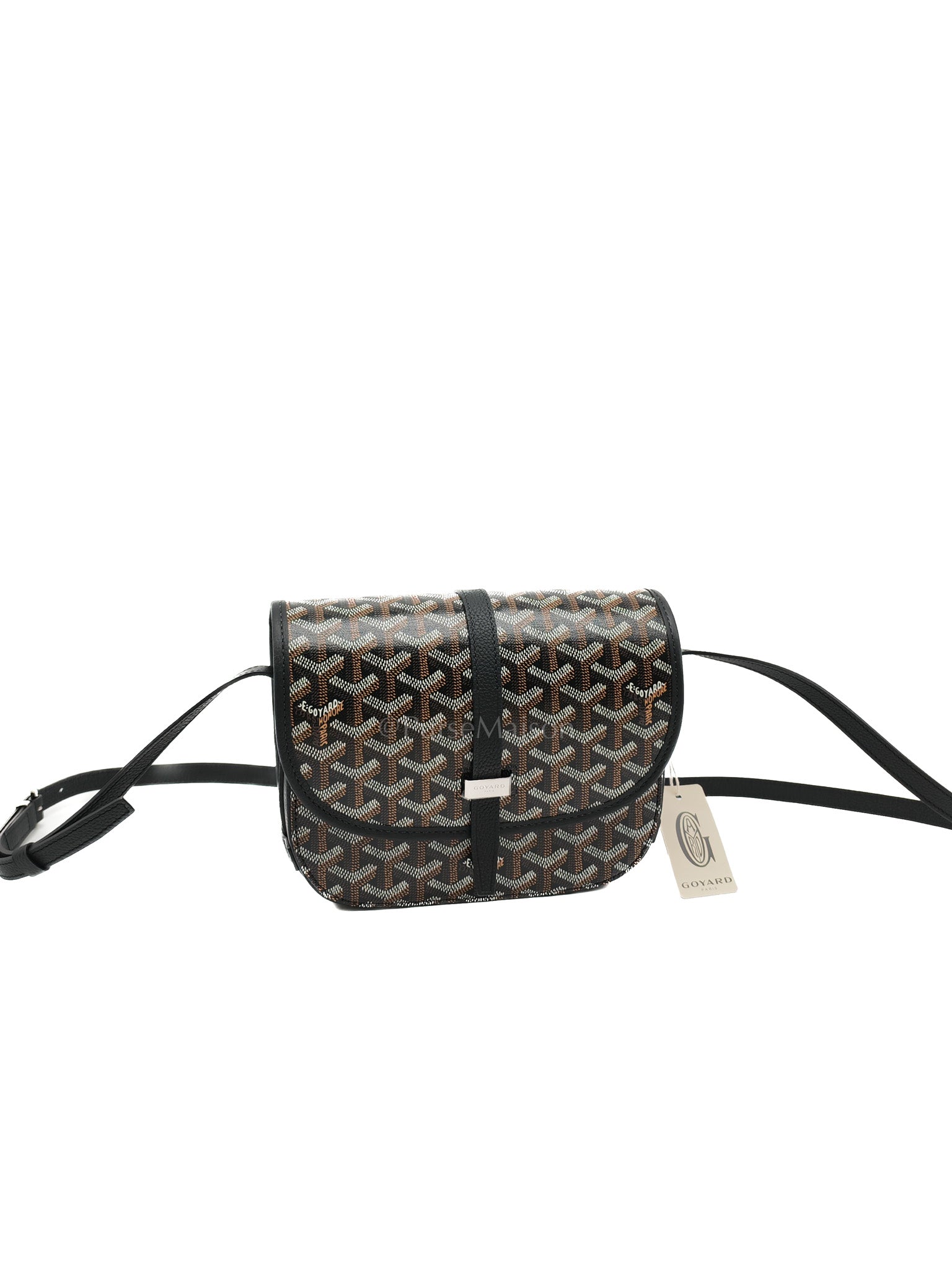 Goyard Belvedere PM Crossbody Bag in Black/Noir Goyardine Canvas