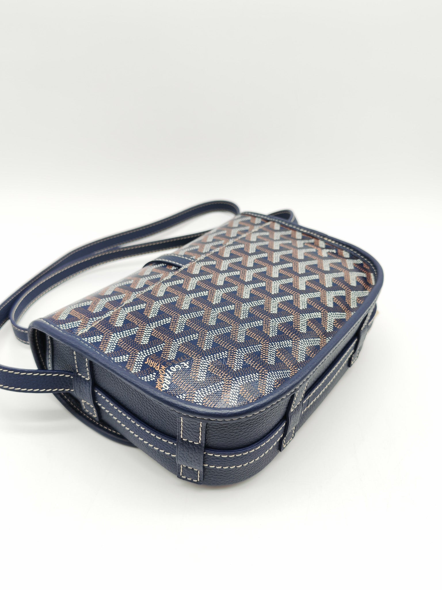 Goyard Belvedere PM in Navy Blue Goyardine Canvas | Purse Maison Luxury Bags Shop