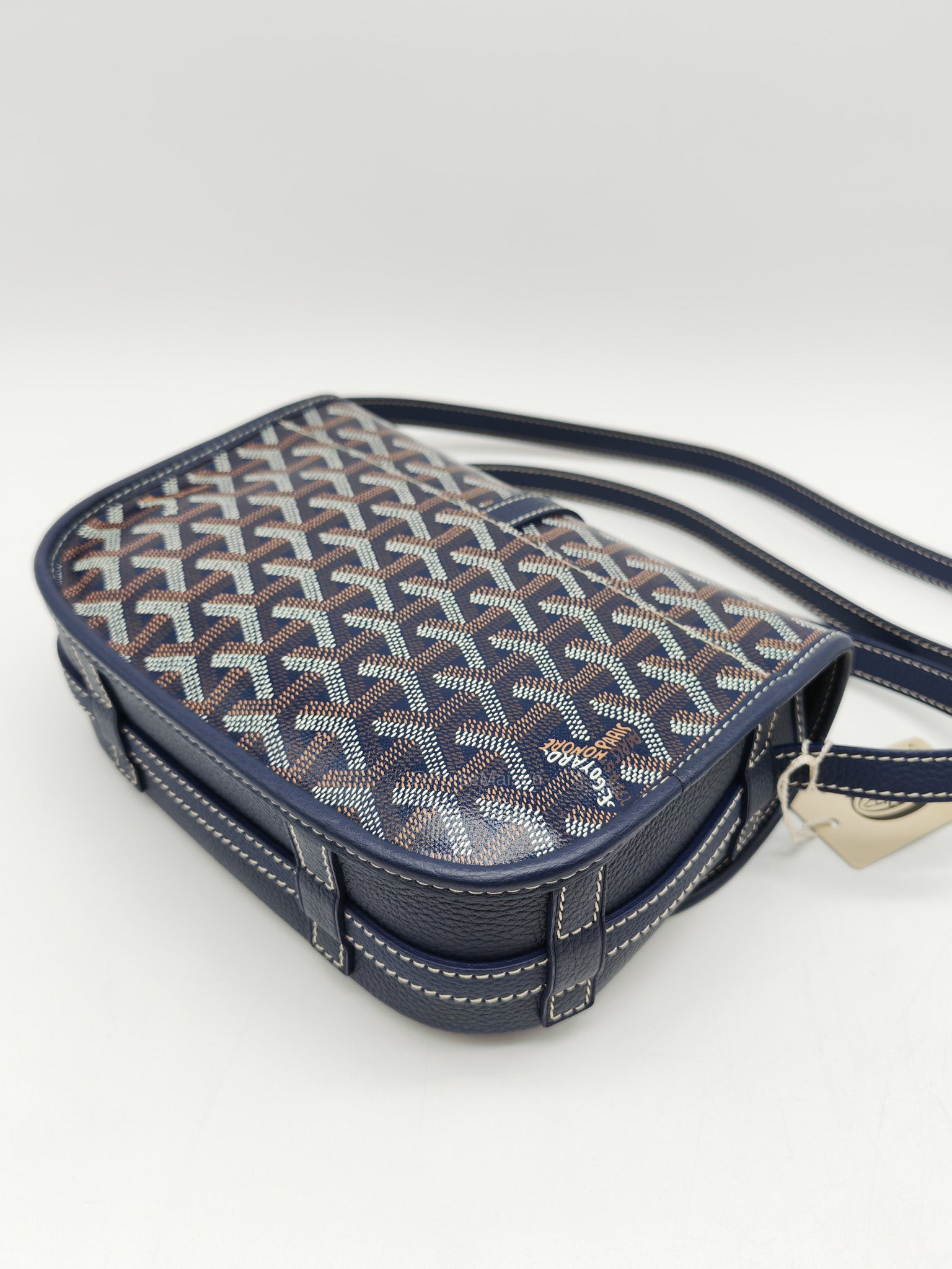 Goyard Belvedere PM in Navy Blue Goyardine Canvas | Purse Maison Luxury Bags Shop