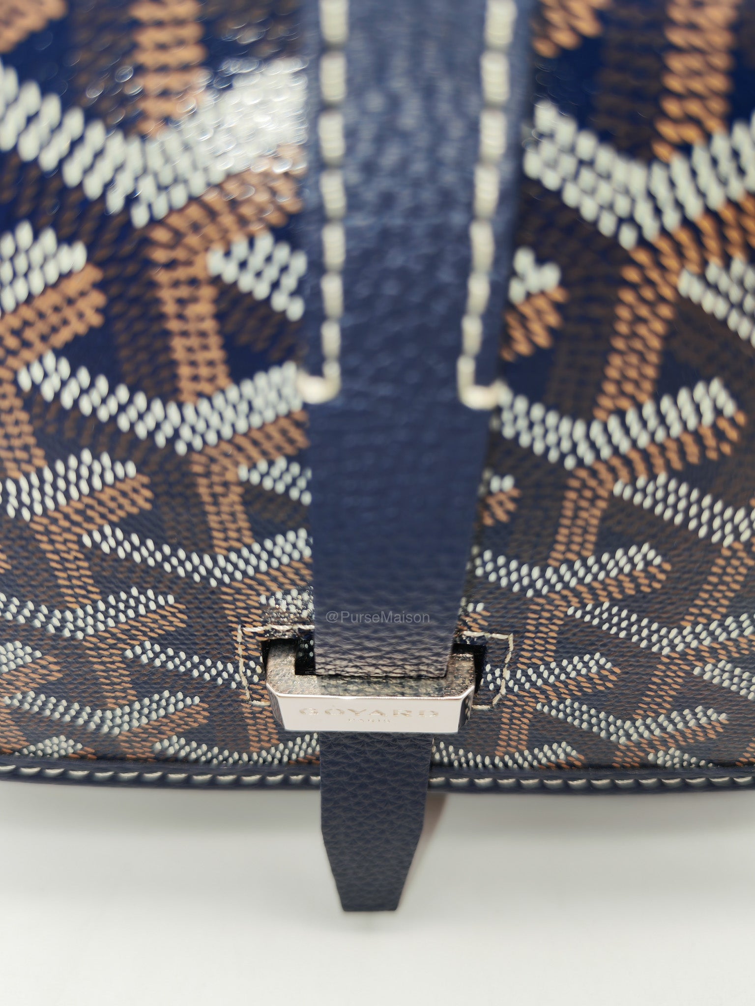 Goyard Belvedere PM in Navy Blue Goyardine Canvas | Purse Maison Luxury Bags Shop