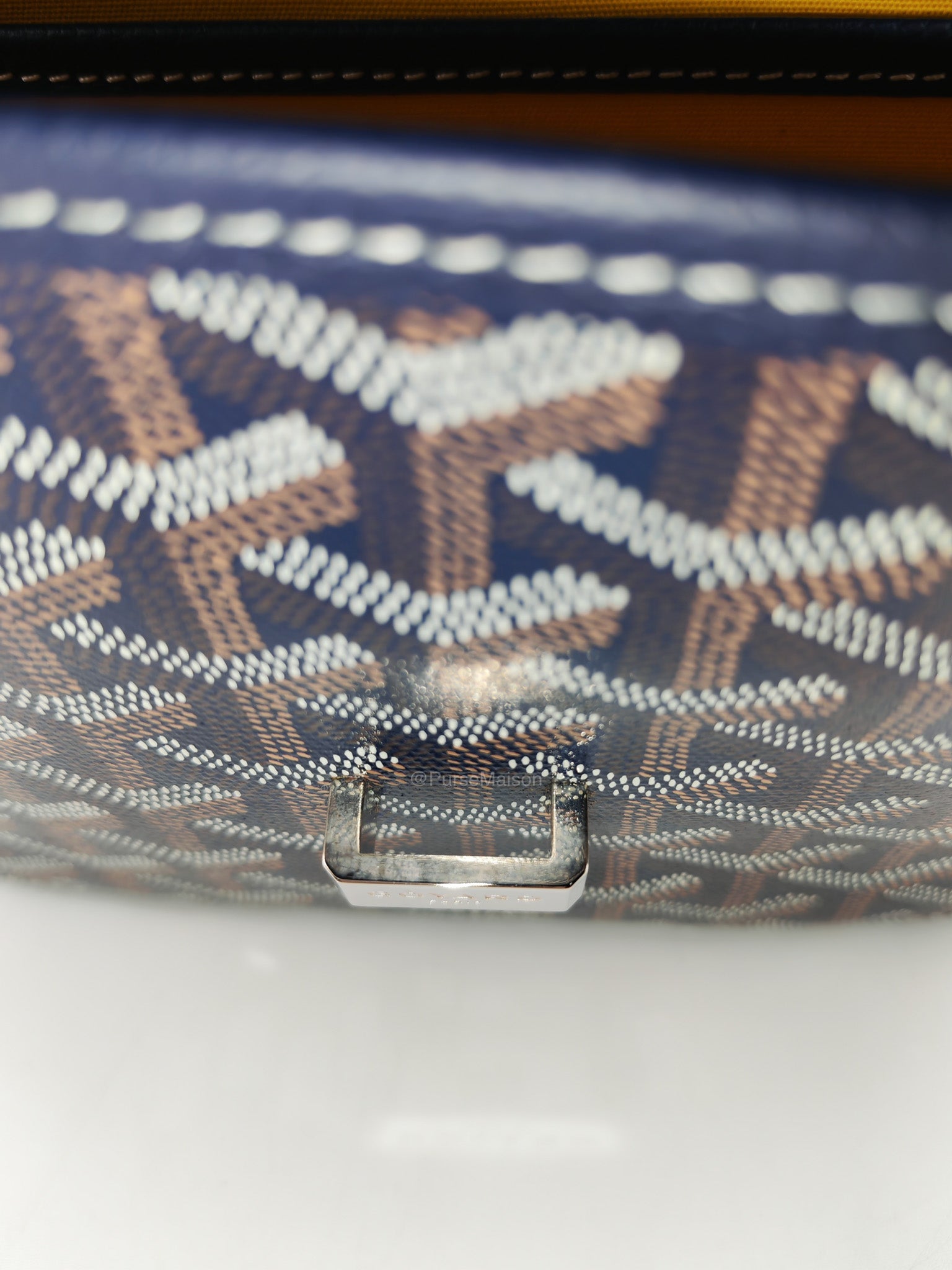 Goyard Belvedere PM in Navy Blue Goyardine Canvas | Purse Maison Luxury Bags Shop
