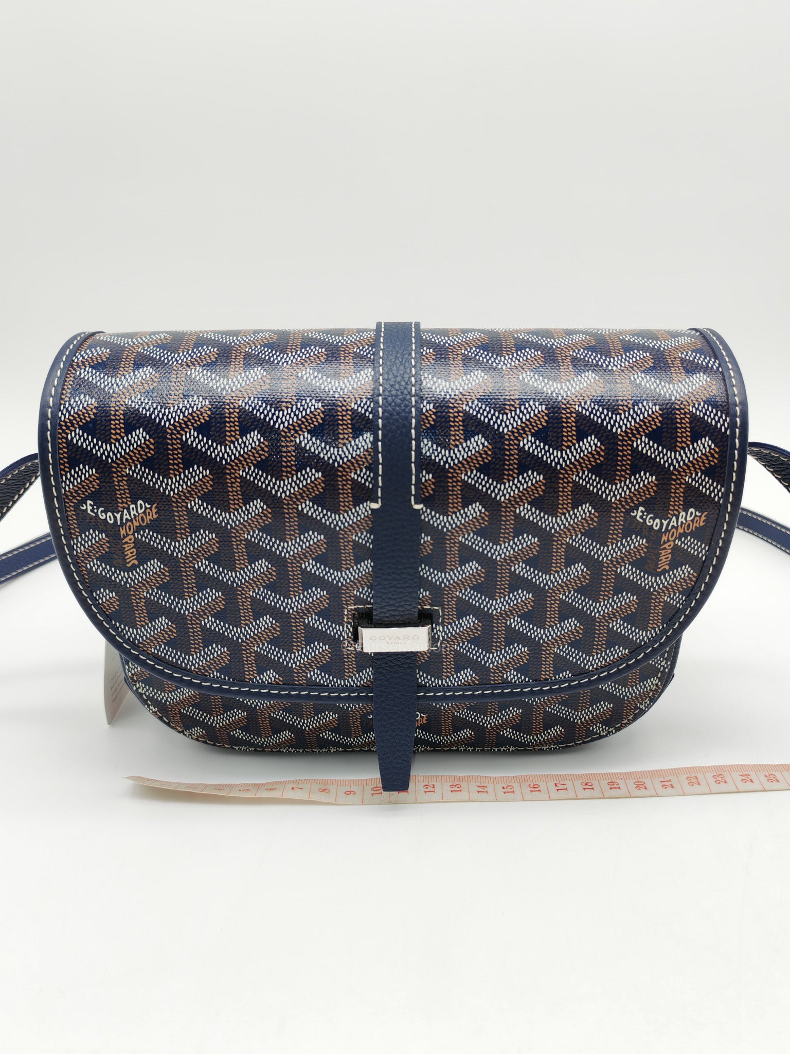 Goyard Belvedere PM in Navy Blue Goyardine Canvas | Purse Maison Luxury Bags Shop