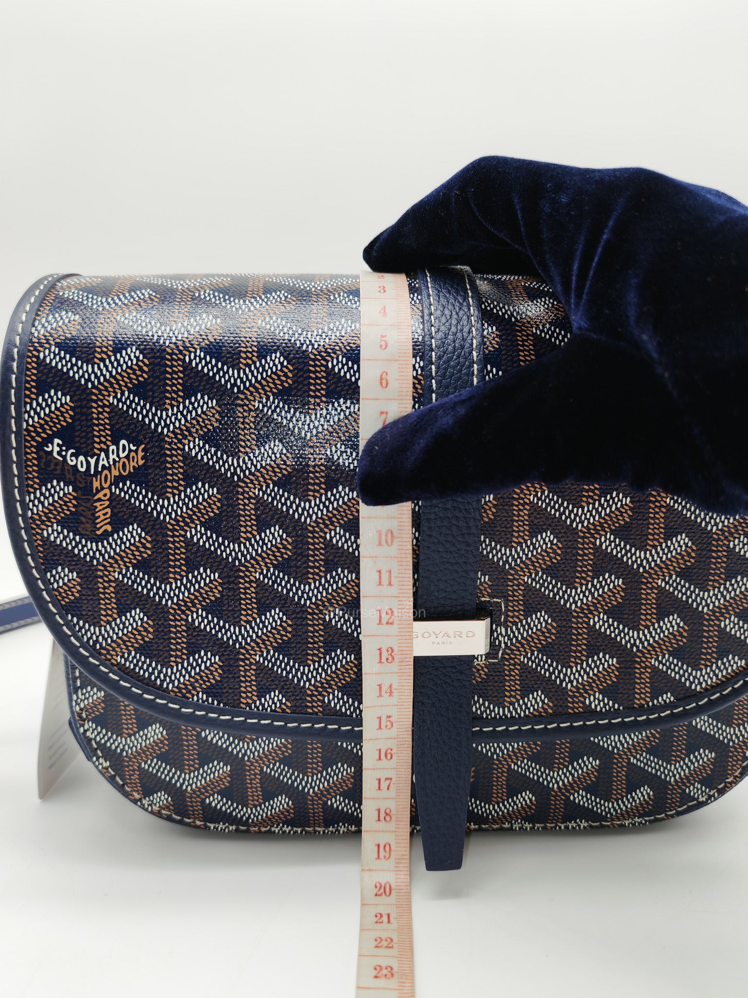Goyard Belvedere PM in Navy Blue Goyardine Canvas | Purse Maison Luxury Bags Shop