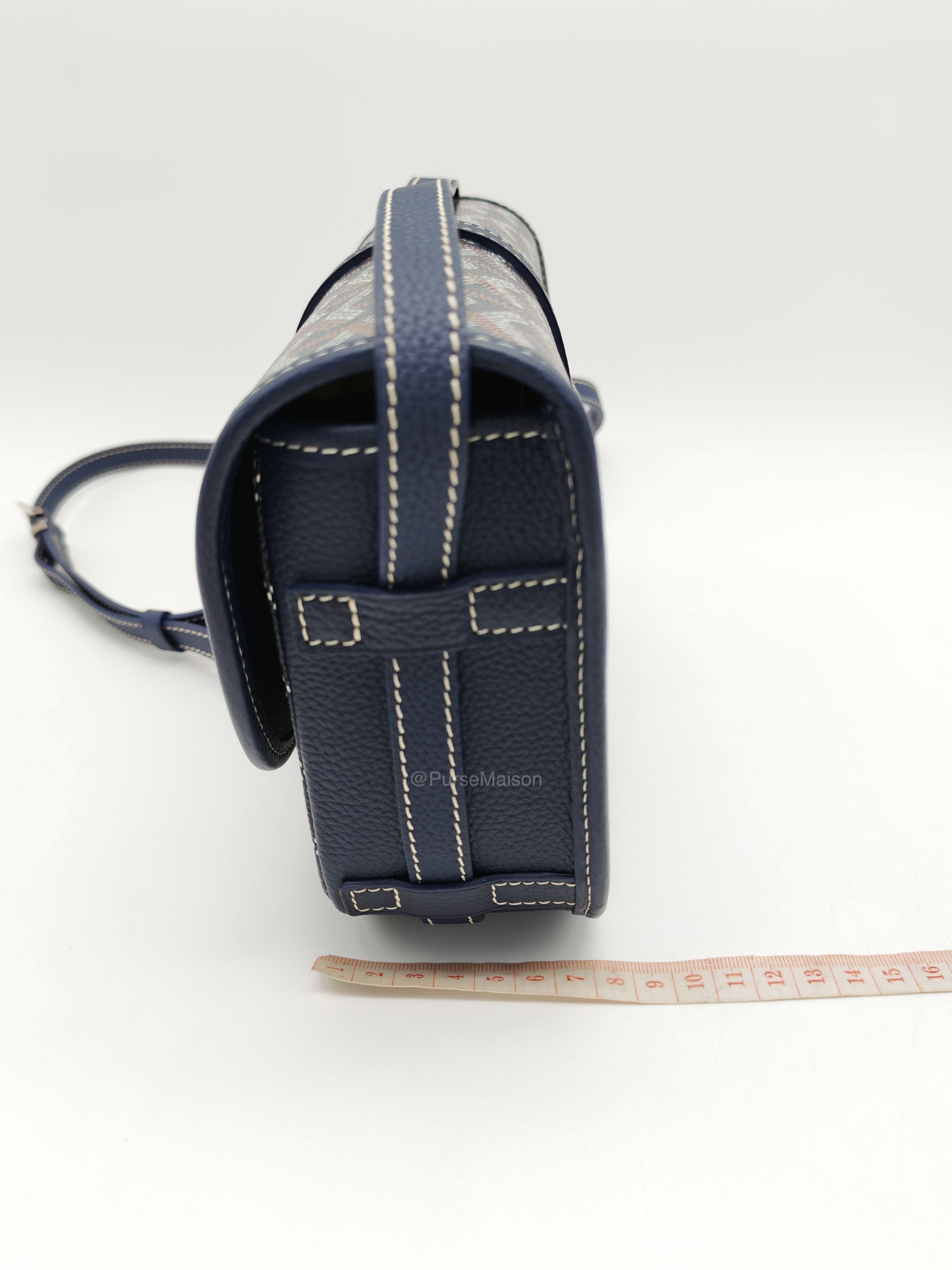 Goyard Belvedere PM in Navy Blue Goyardine Canvas | Purse Maison Luxury Bags Shop