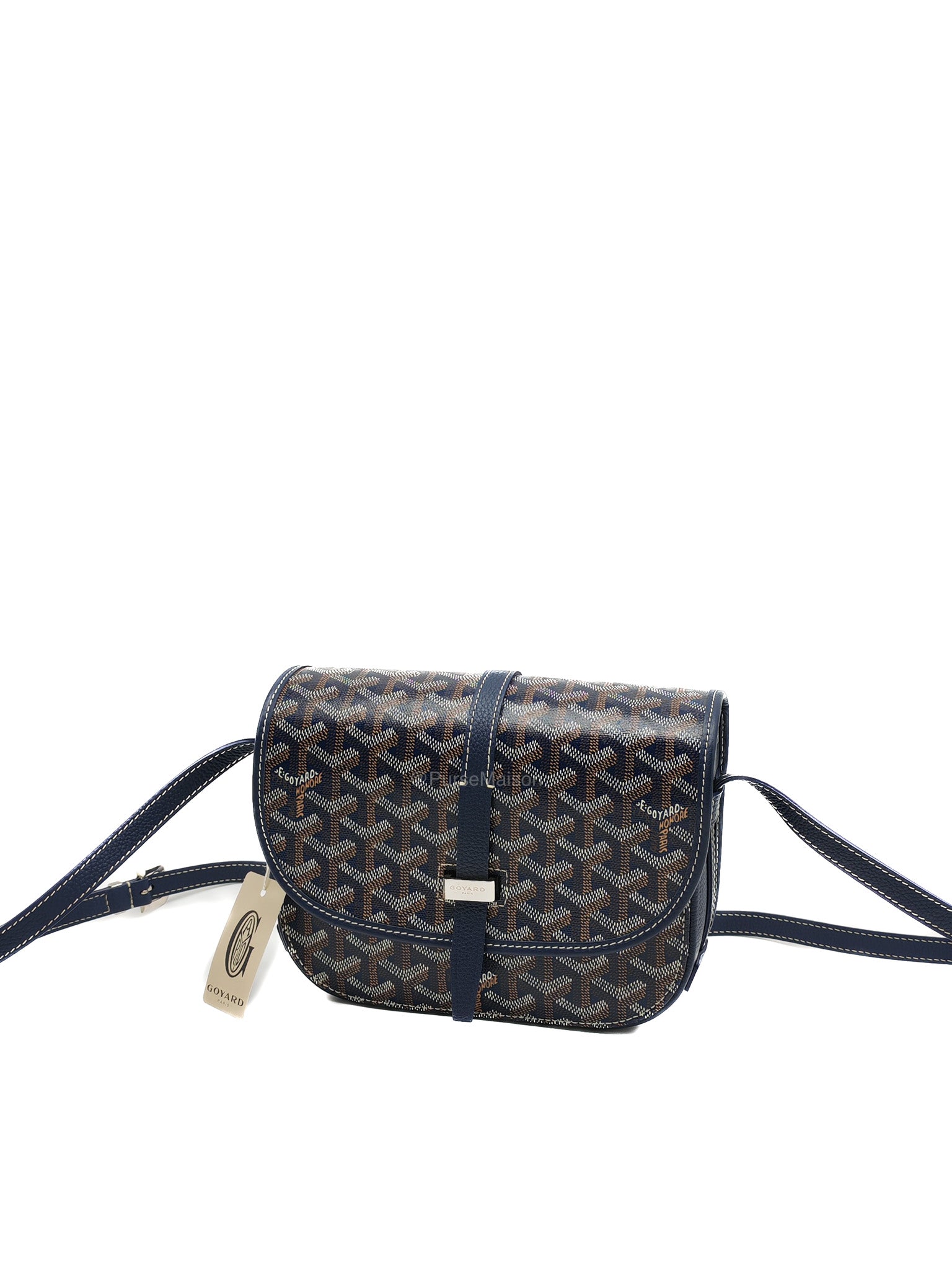 Goyard Belvedere PM in Navy Blue Goyardine Canvas | Purse Maison Luxury Bags Shop