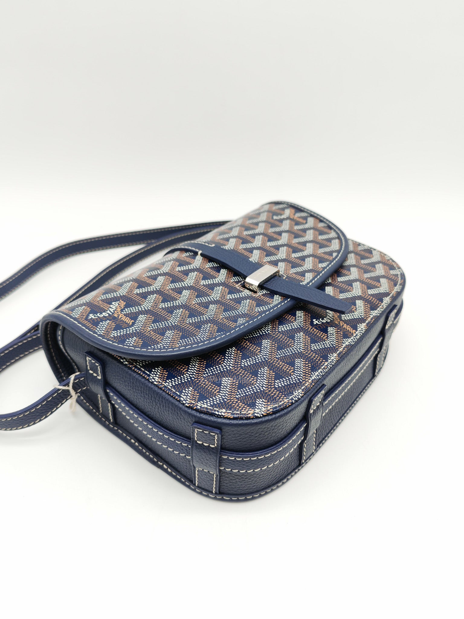 Goyard Belvedere PM in Navy Blue Goyardine Canvas | Purse Maison Luxury Bags Shop
