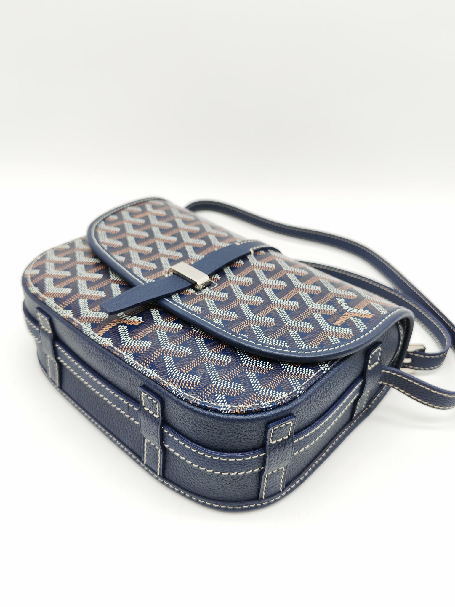 Goyard Belvedere PM in Navy Blue Goyardine Canvas | Purse Maison Luxury Bags Shop
